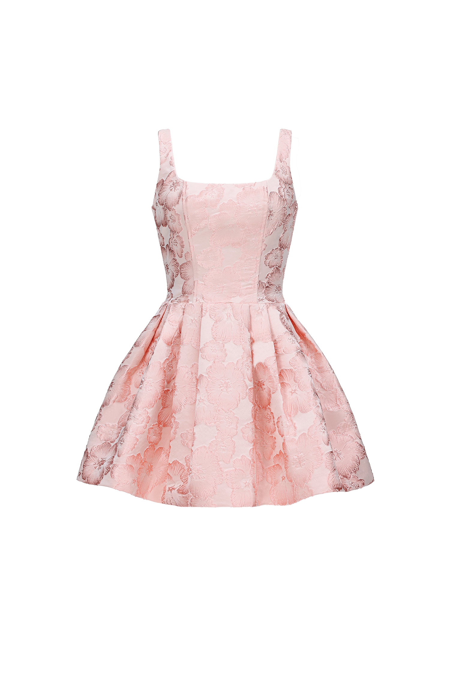 Deborah Classic Tailored Square Neck Floral Jacquard Woven Mini Dress