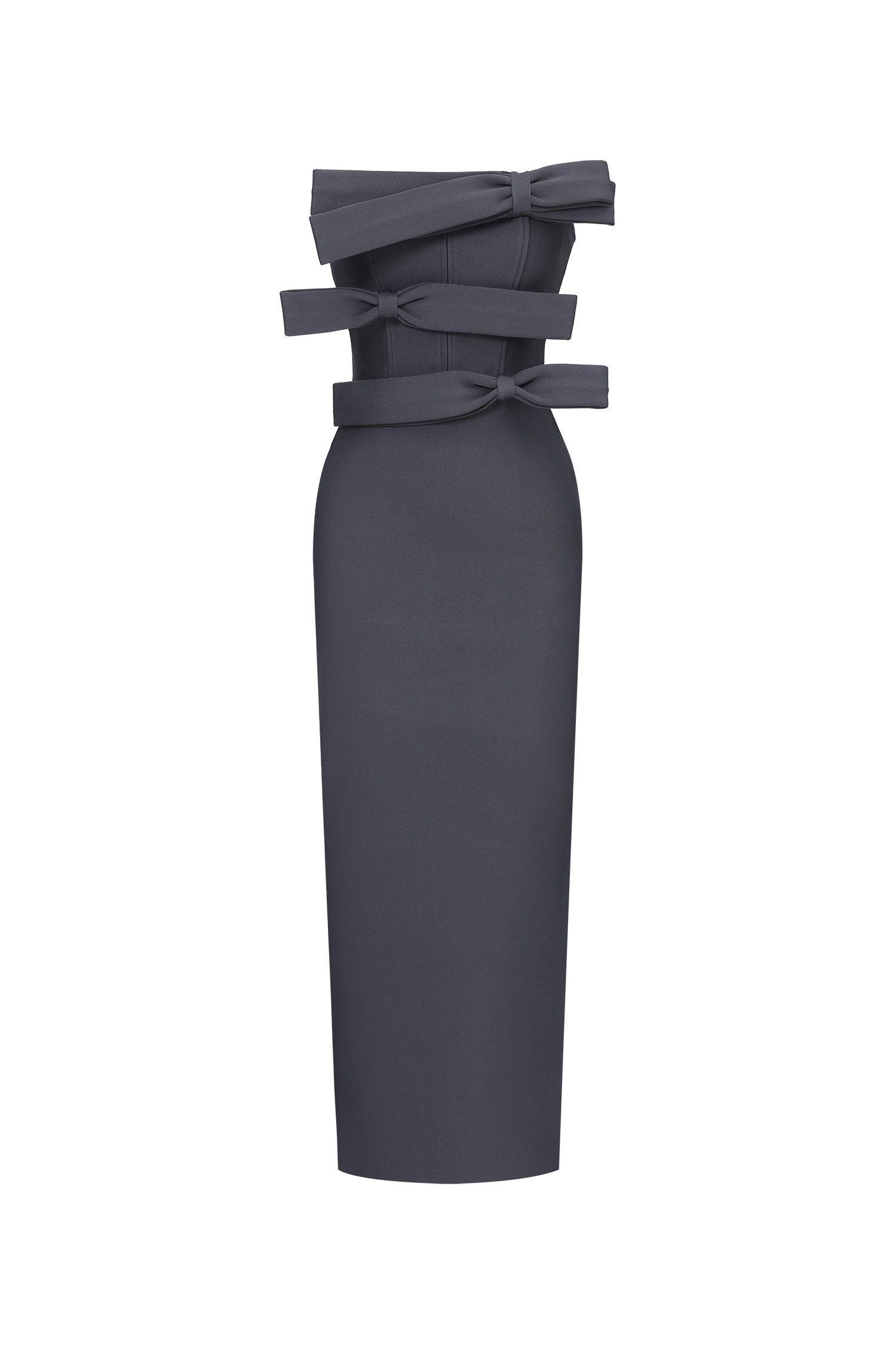 Yalia Chic Contour Strapless Bow Bandage Maxi Dress