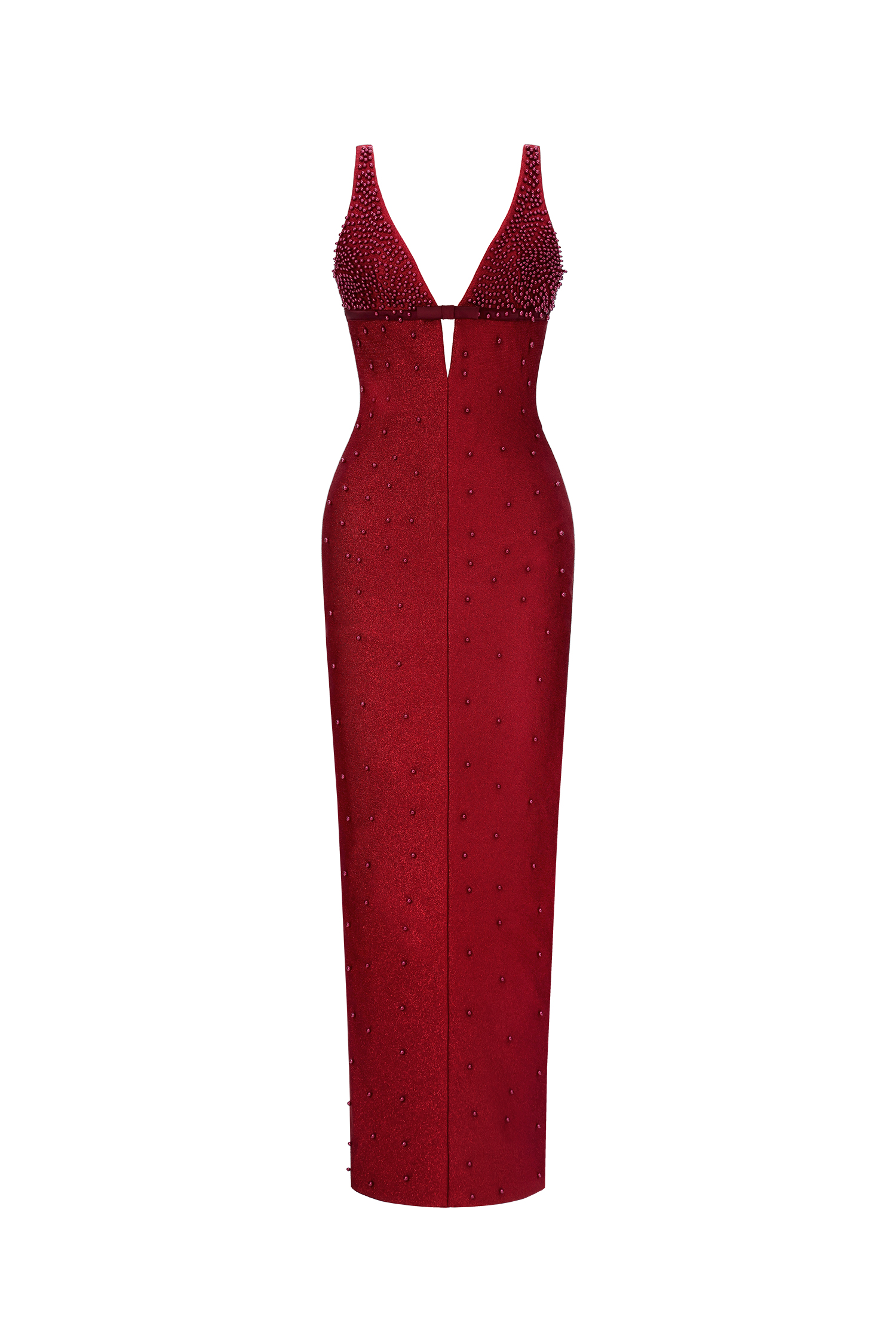 Tersa Romantic Contour Sleeveless Deep V Beaded Maxi Dress