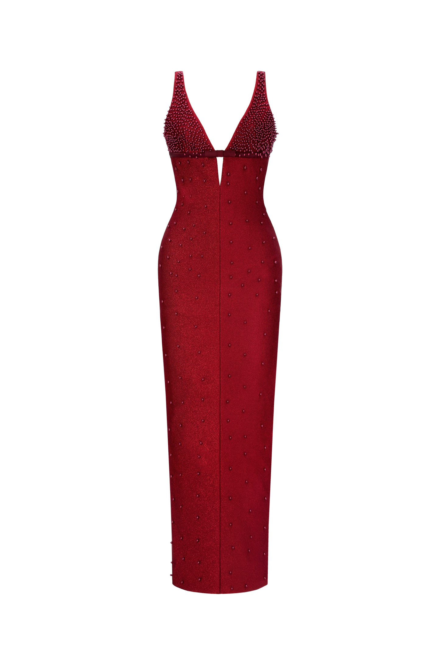 Tersa Romantic Contour Sleeveless Deep V Beaded Maxi Dress