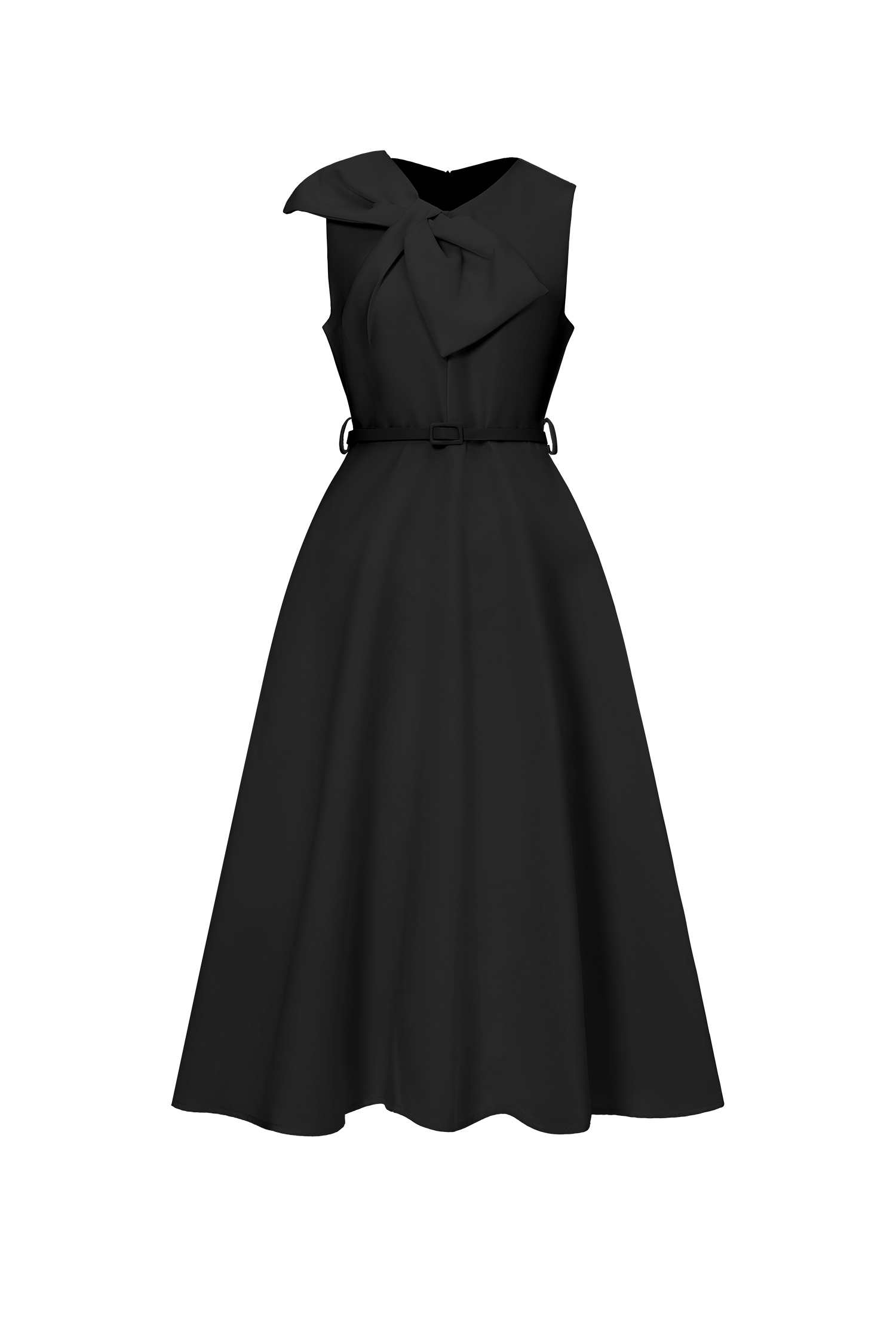 Fallon Elegant Tailored Sleeveless Bow Detailed Woven Black Maxi Dress