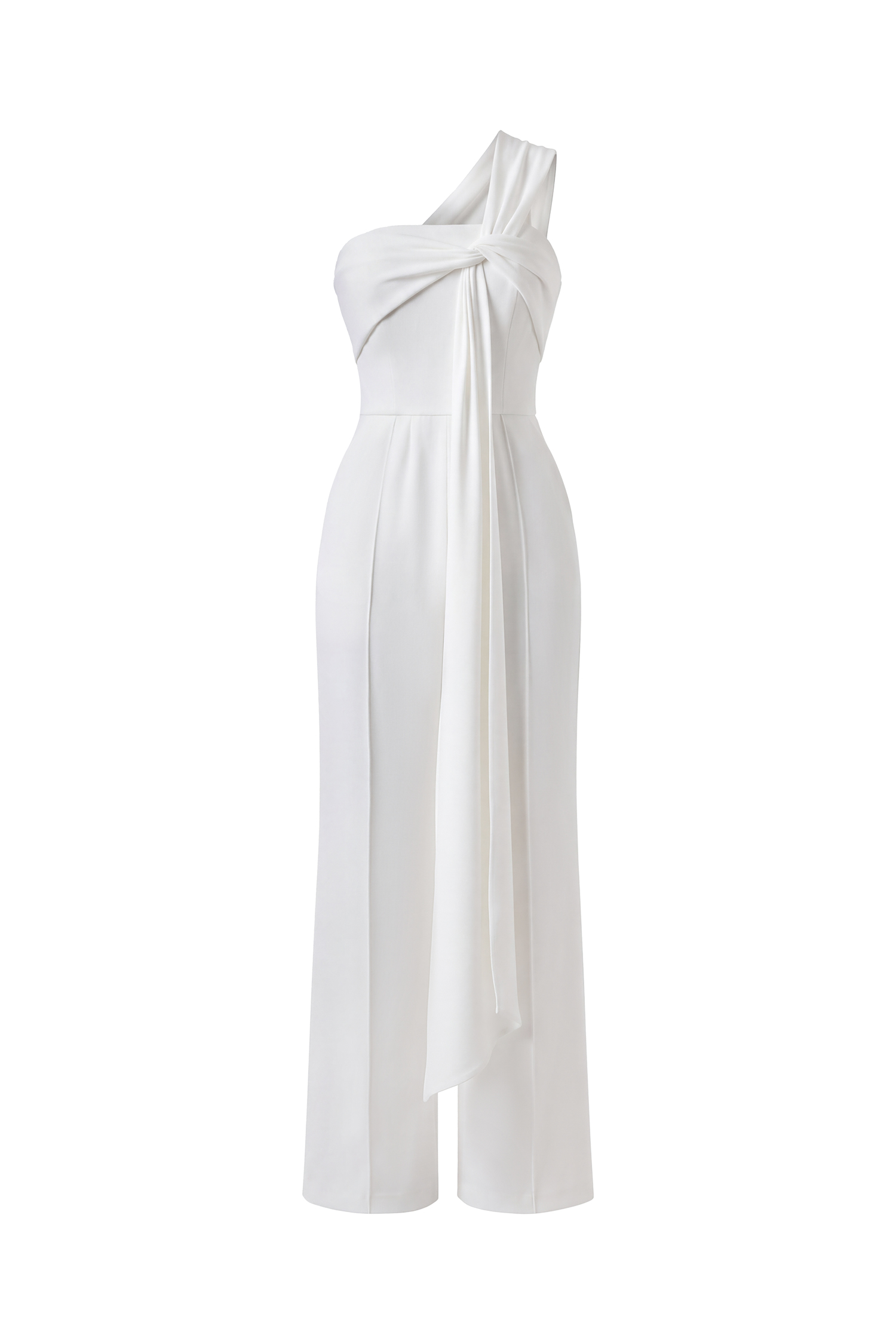 Lexy Elegant One Shoulder Knot Pleated Long Jumpsuit