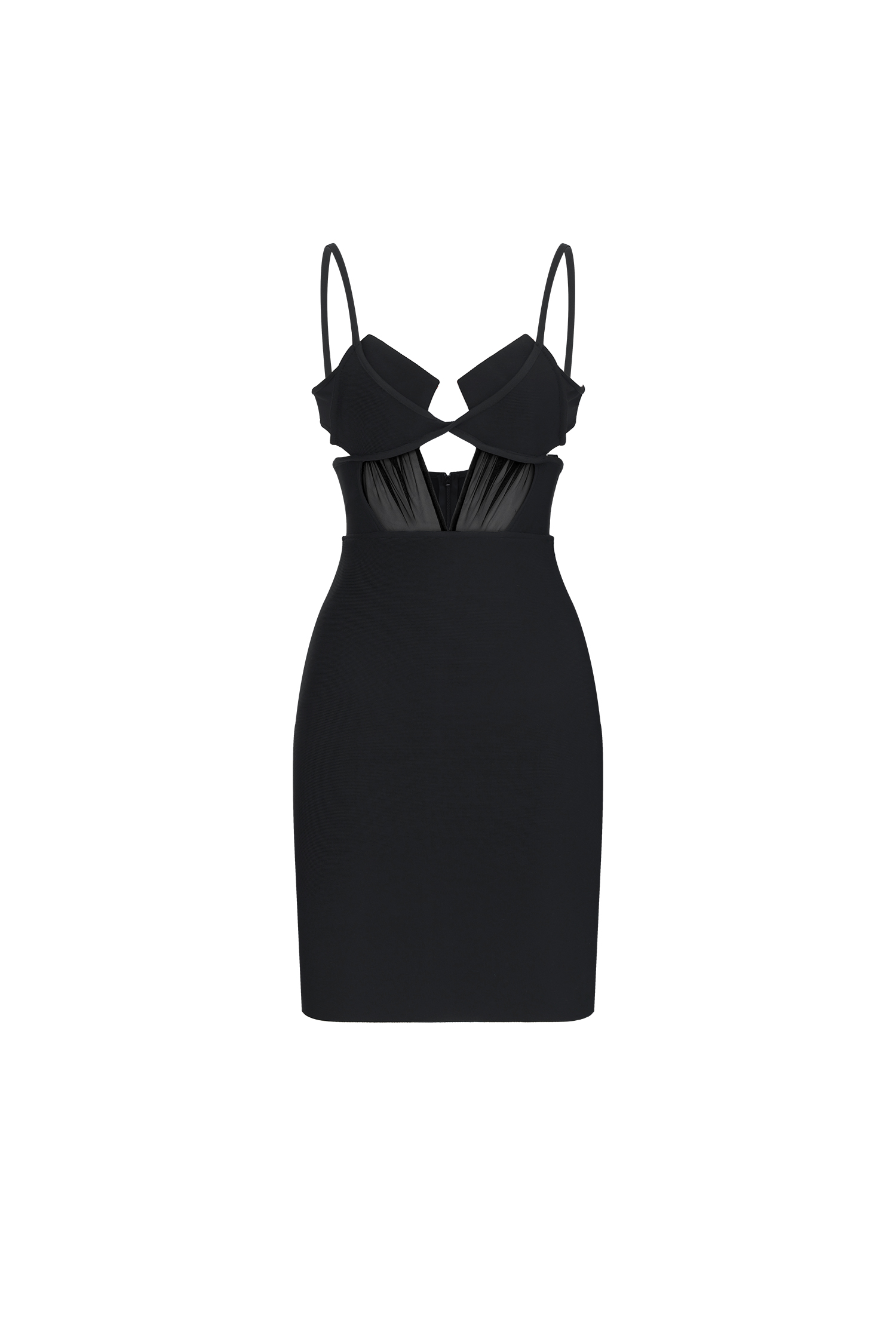Hoshi Chic Contour Cut Out Sheer Bandage Mini Dress