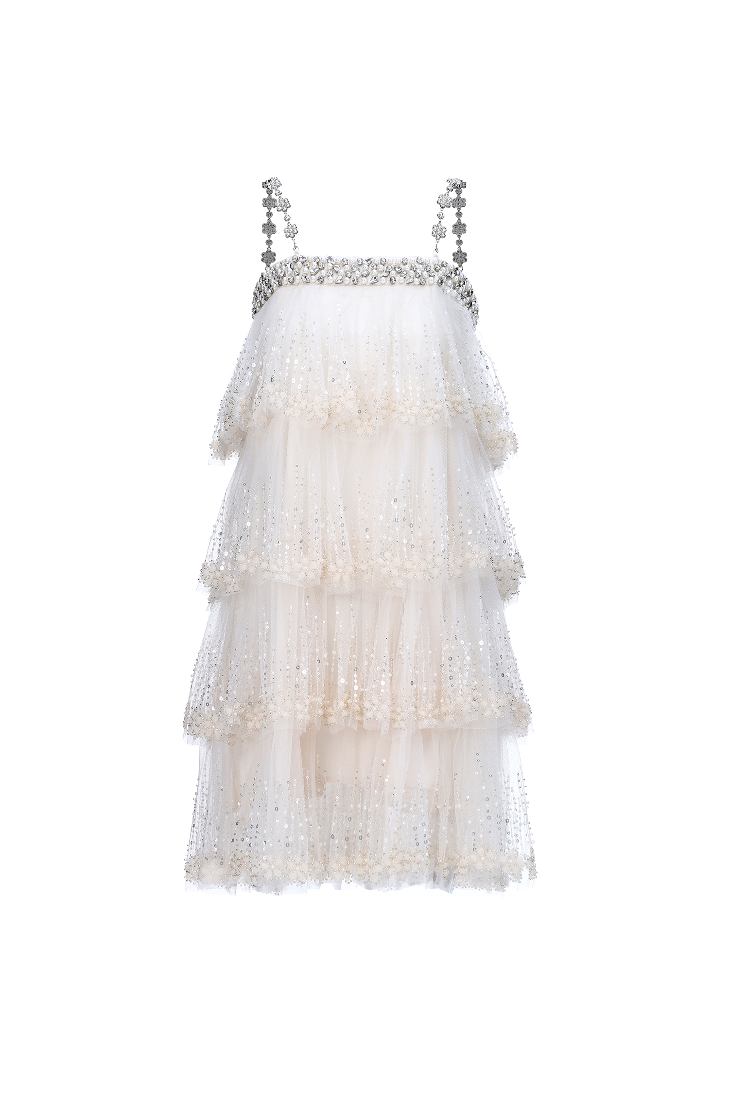 Umeko Elegant Flowy Tiered Ruffle Sequin Mini Dress