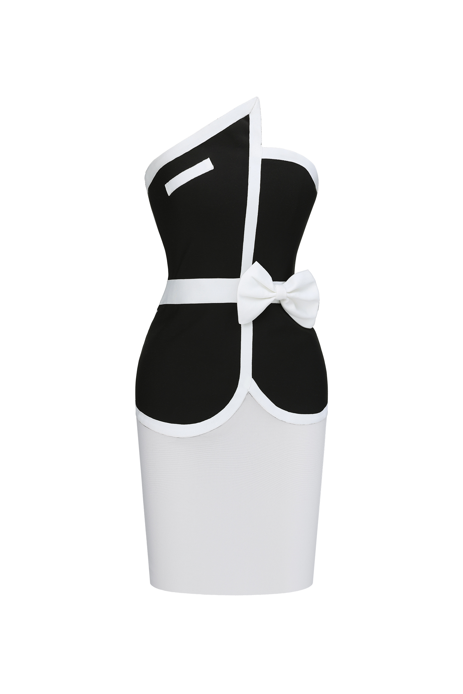 Erica Classic Slim Color Block Black Bandage Crop Top And Mini Skirt Two-Piece Set