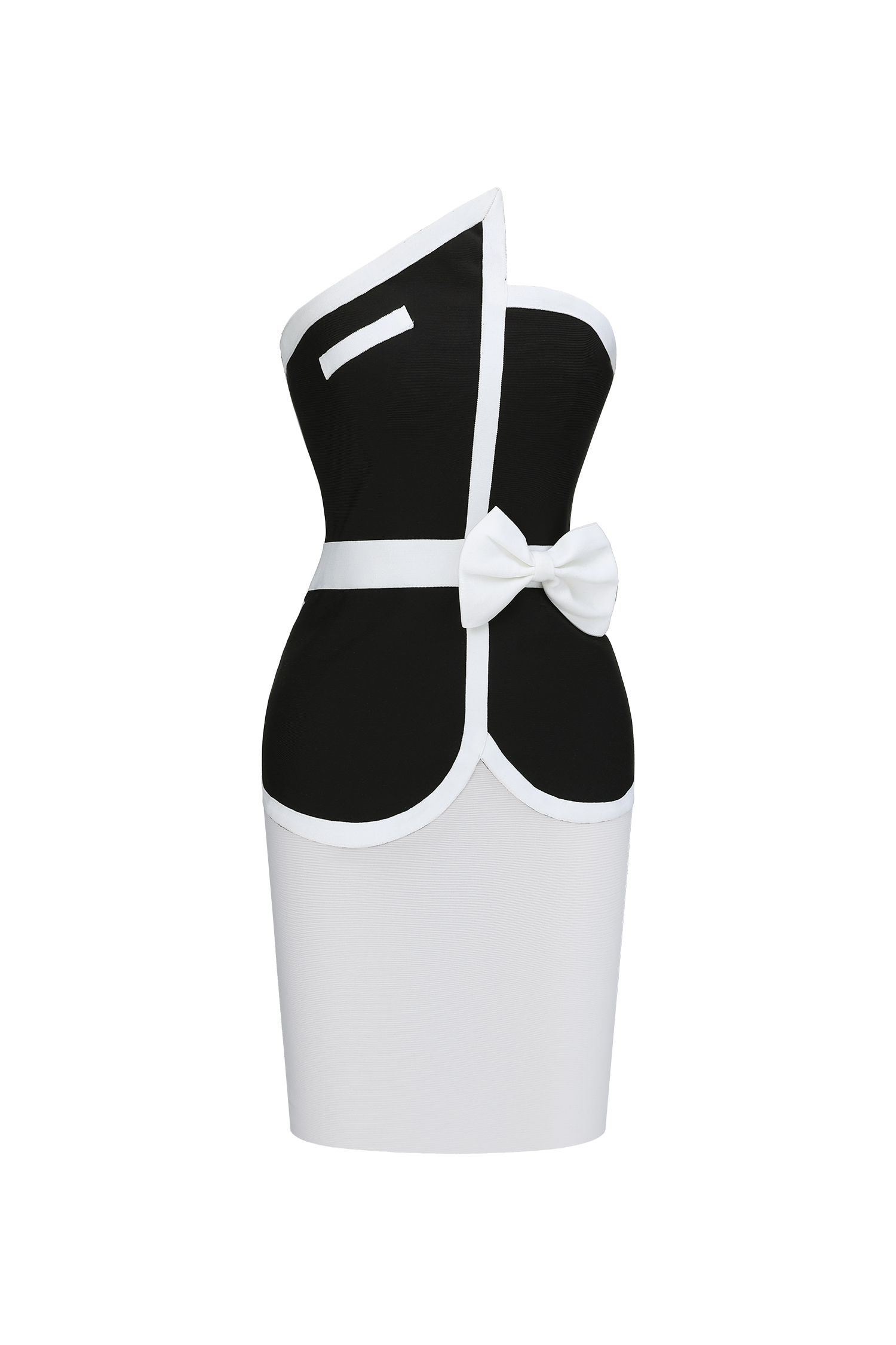 Erica Classic Slim Color Block Black Bandage Crop Top And Mini Skirt Two-Piece Set