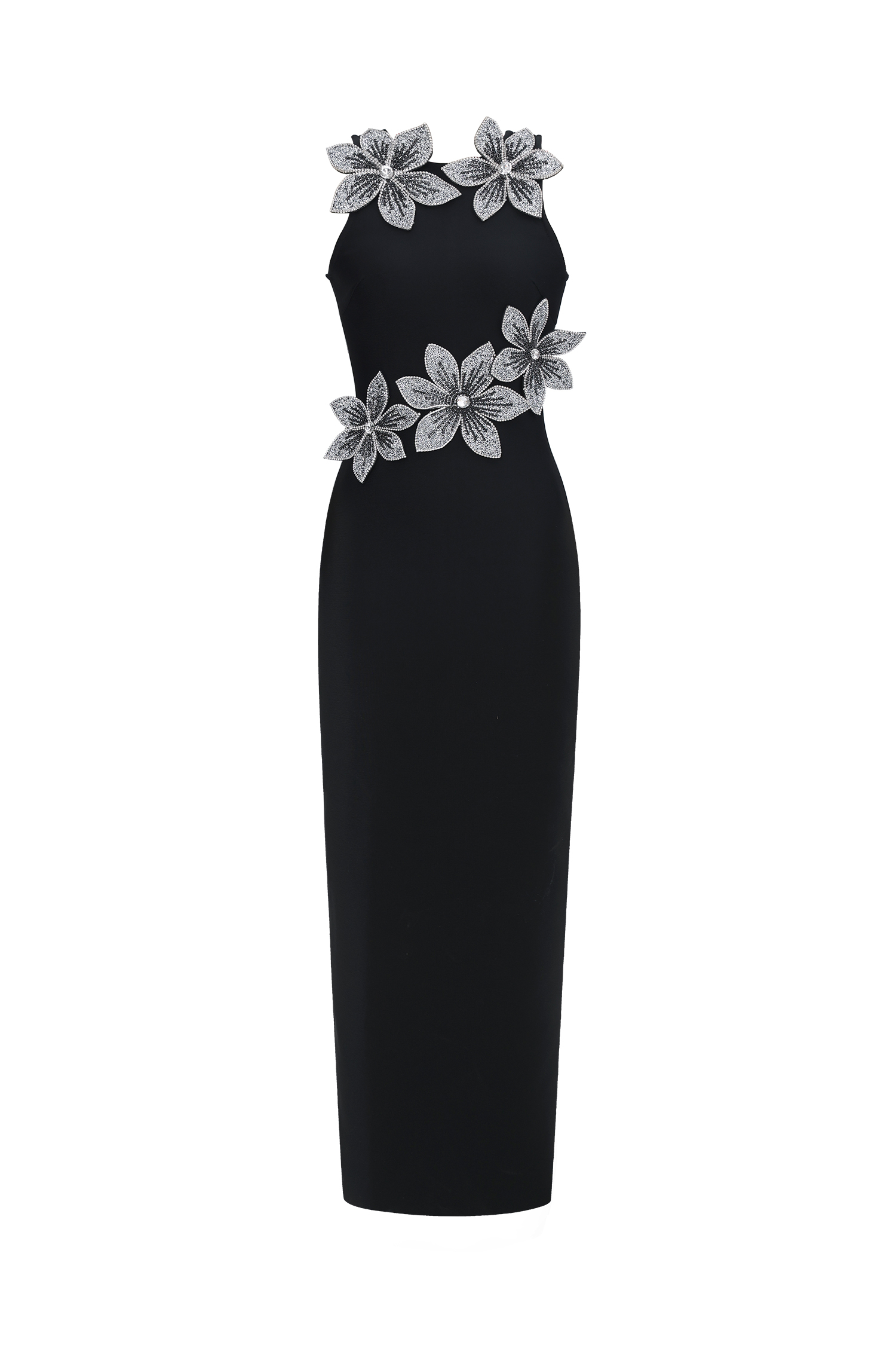 Whetu Elegant Contour Floral Bandage Maxi Dress
