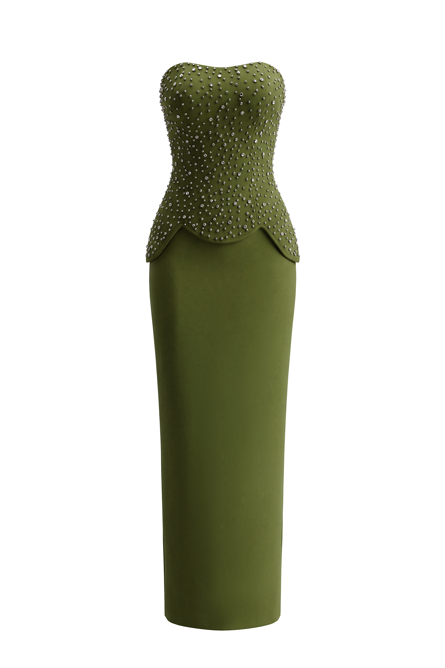 Yette Chic Contour Strapless Beaded Bandage Maxi Top and Skirt Set