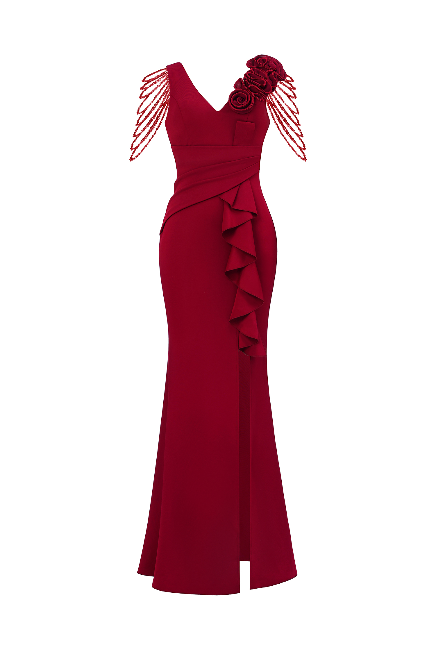 Mercy Romantic Contour V Neck Pleated Floral Maxi Dress
