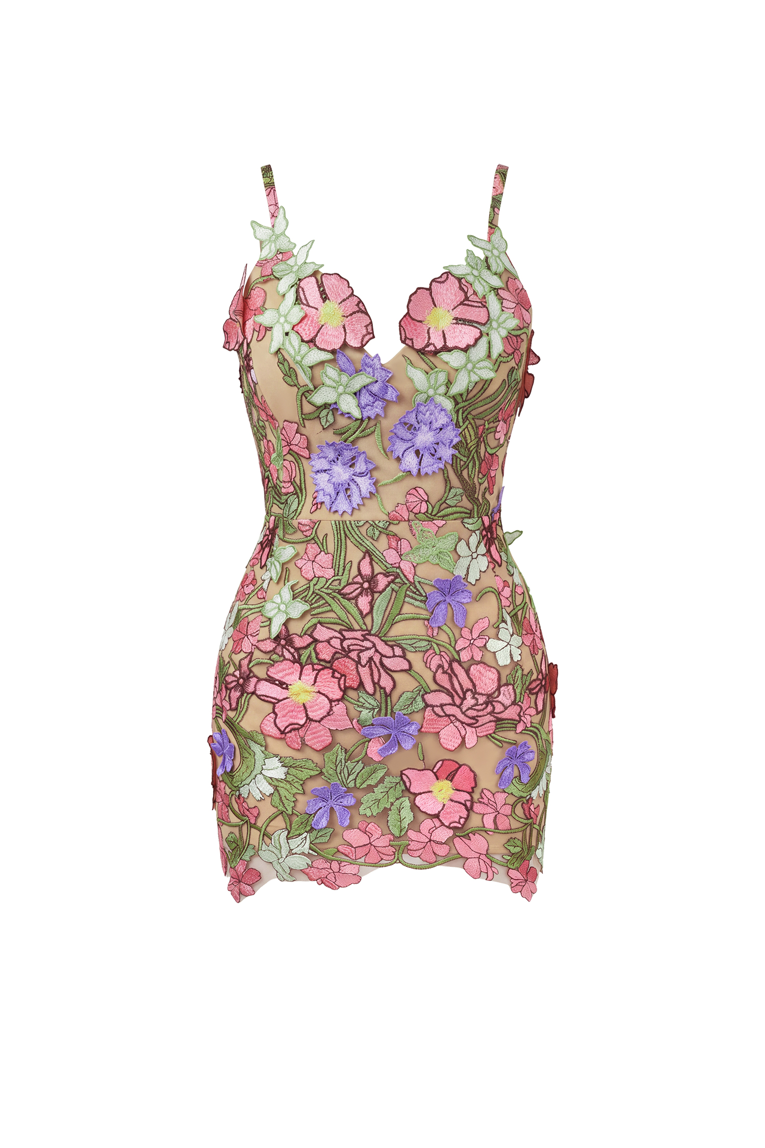 Magdalena Romantic Multicolor Floral Spaghetti Strap Floral Mini Dress