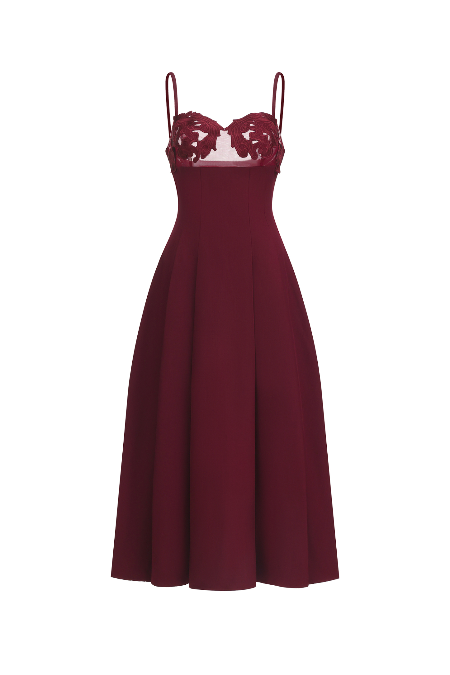 Yvan Elegant Cinched-Waist Spaghetti Strap Embroidered A-Line Maxi Dress