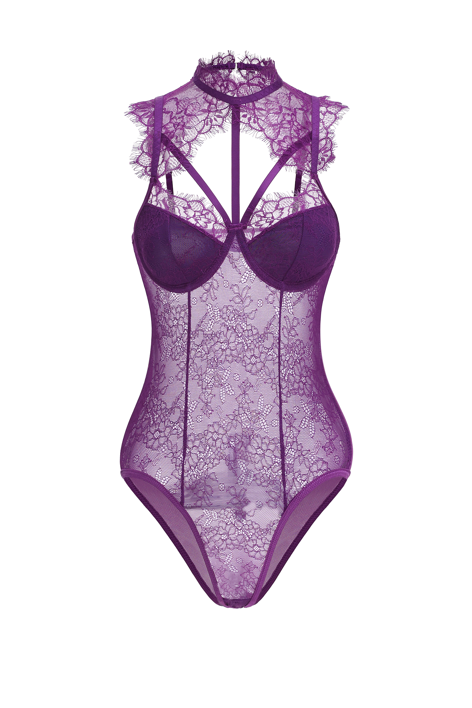 Jalila Sexy Contour Turtleneck Lace Bodysuit