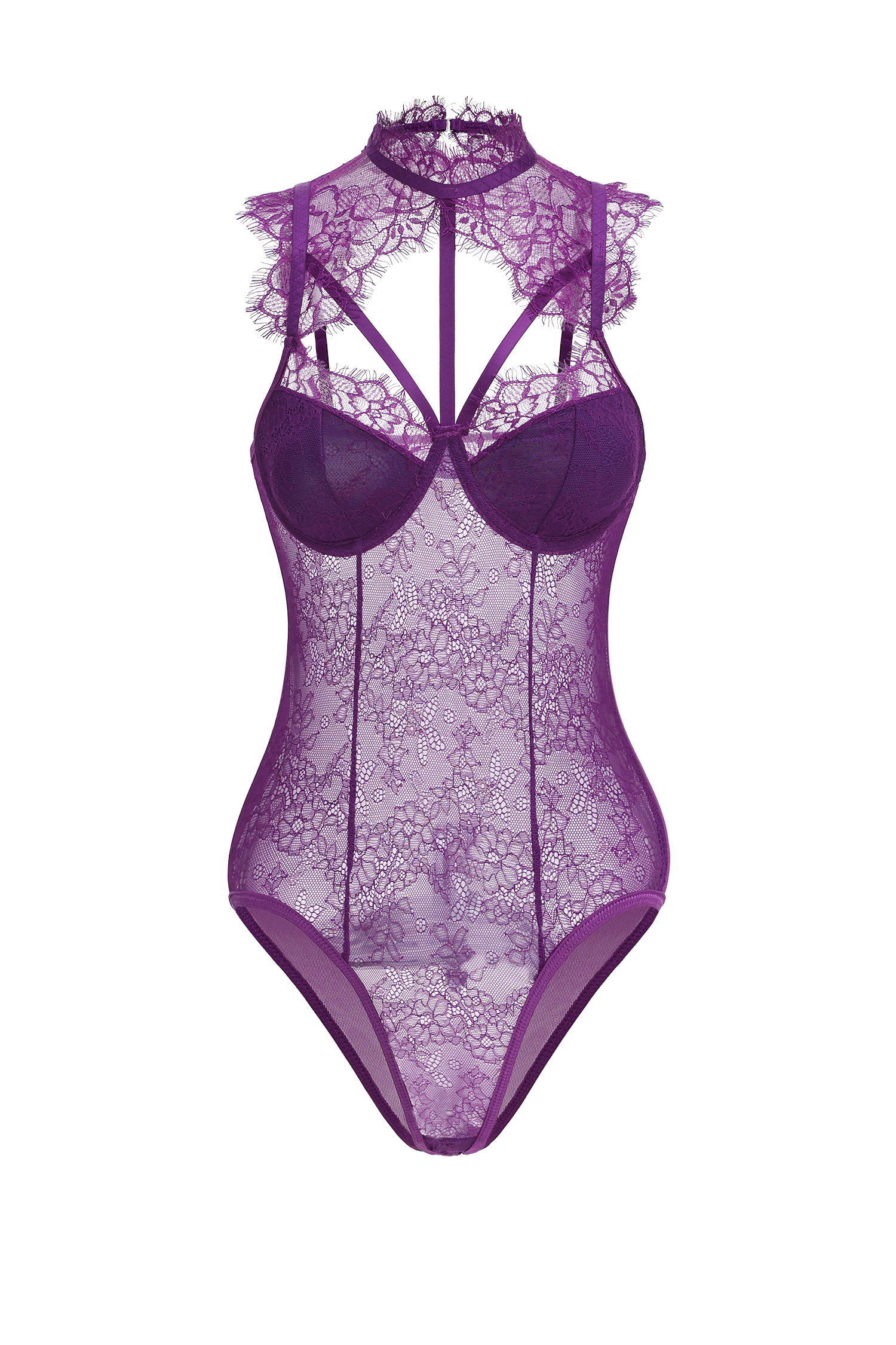 Jalila Sexy Contour Turtleneck Lace Bodysuit