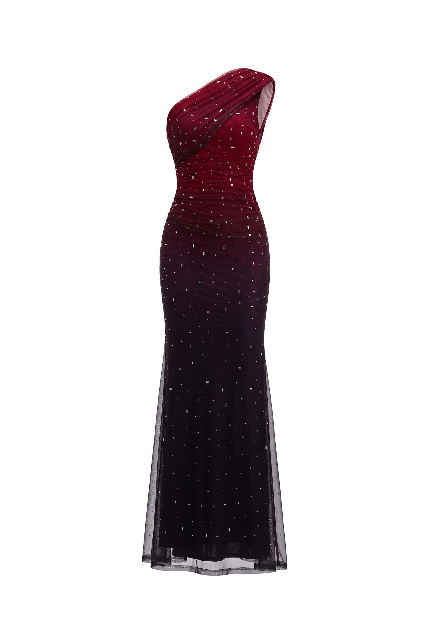 Sienna Luxury One Shoulder Gradient Rhinestone Maxi Dress