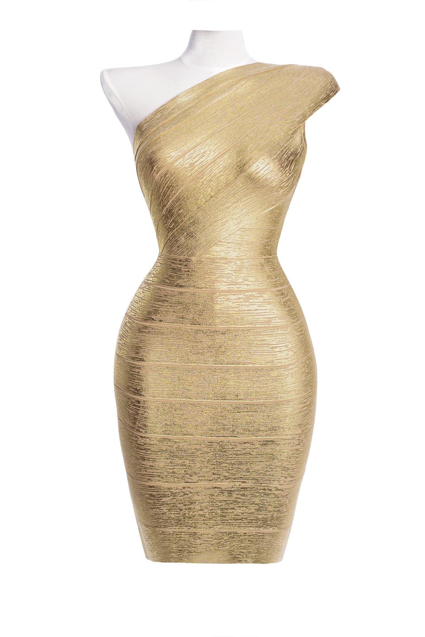 Gold color cheap cocktail dress