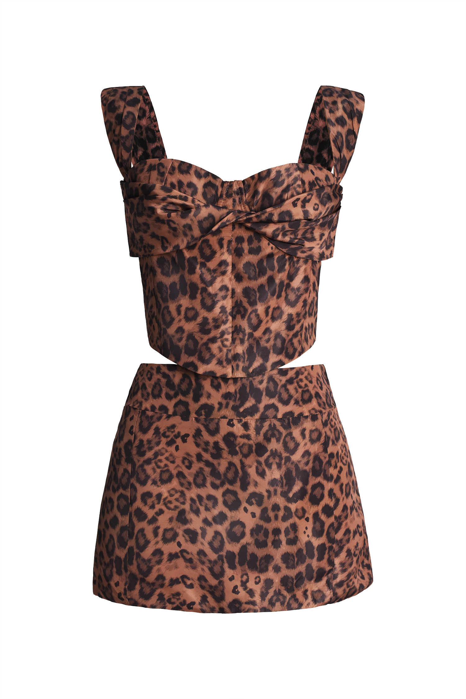 Uomo Leopard Print Top Skirt Set - Leopard
