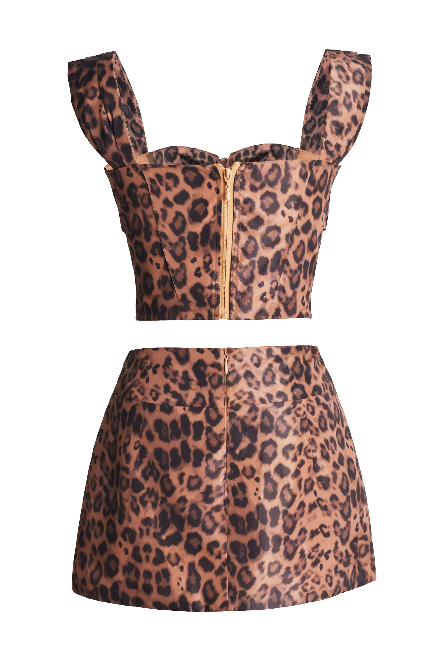 Uomo Leopard Print Top Skirt Set - Leopard