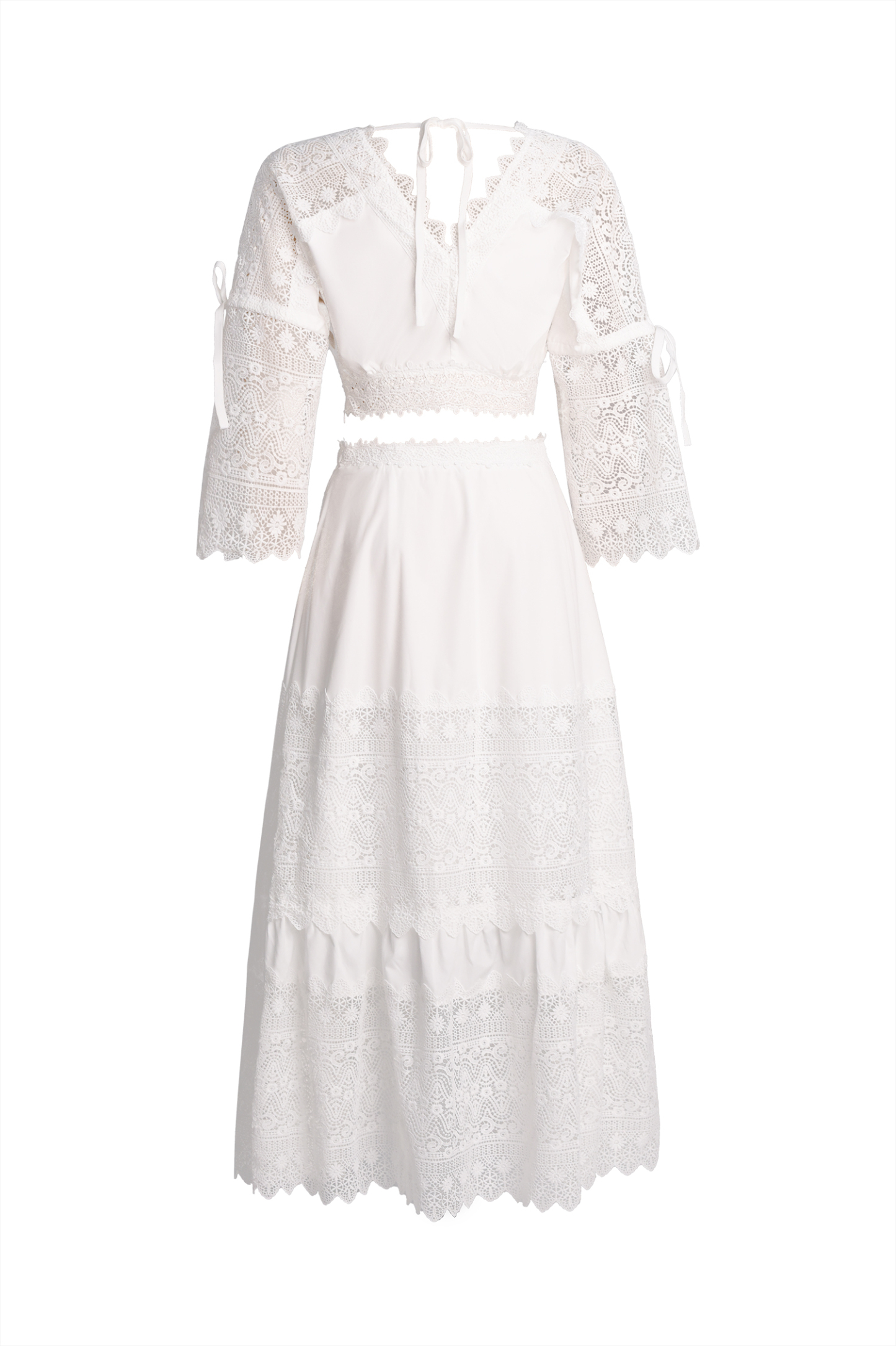 Eudora Deep V Lace Maxi Set