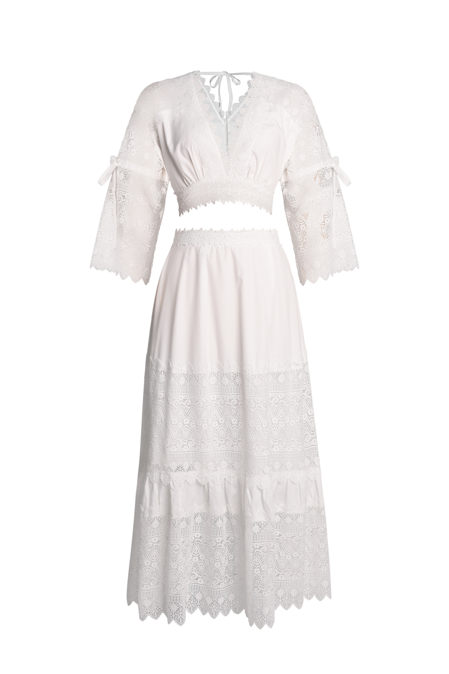 Eudora Deep V Lace Maxi Set