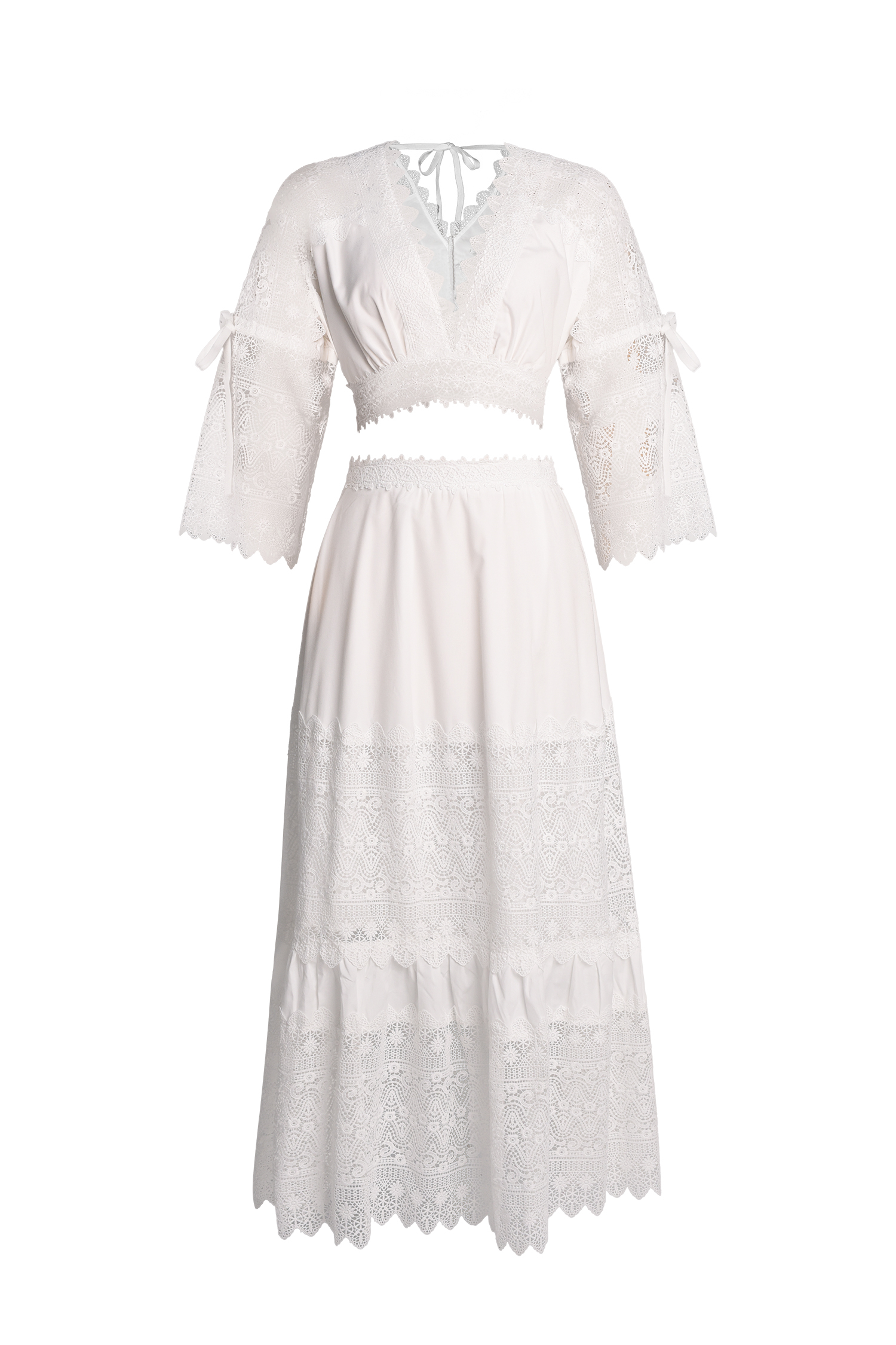 Eudora Deep V Lace Maxi Set