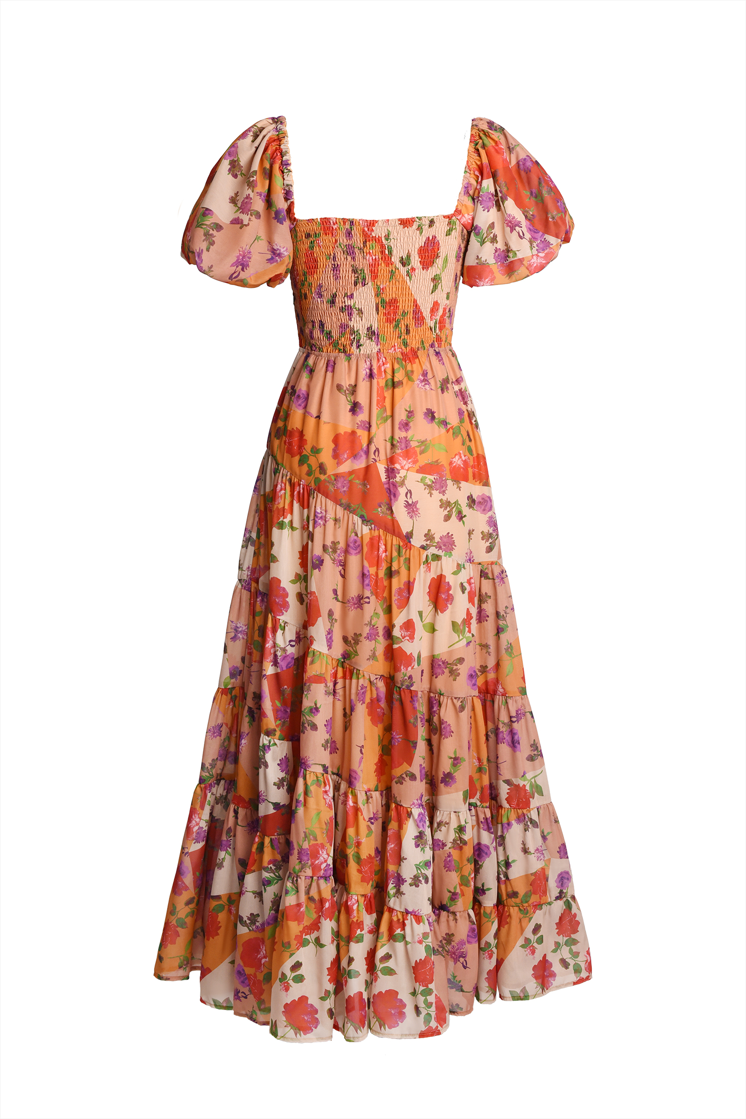 カラフル Ruth Flower Print Waist Maxi Dress - Floral – Bellabarnett