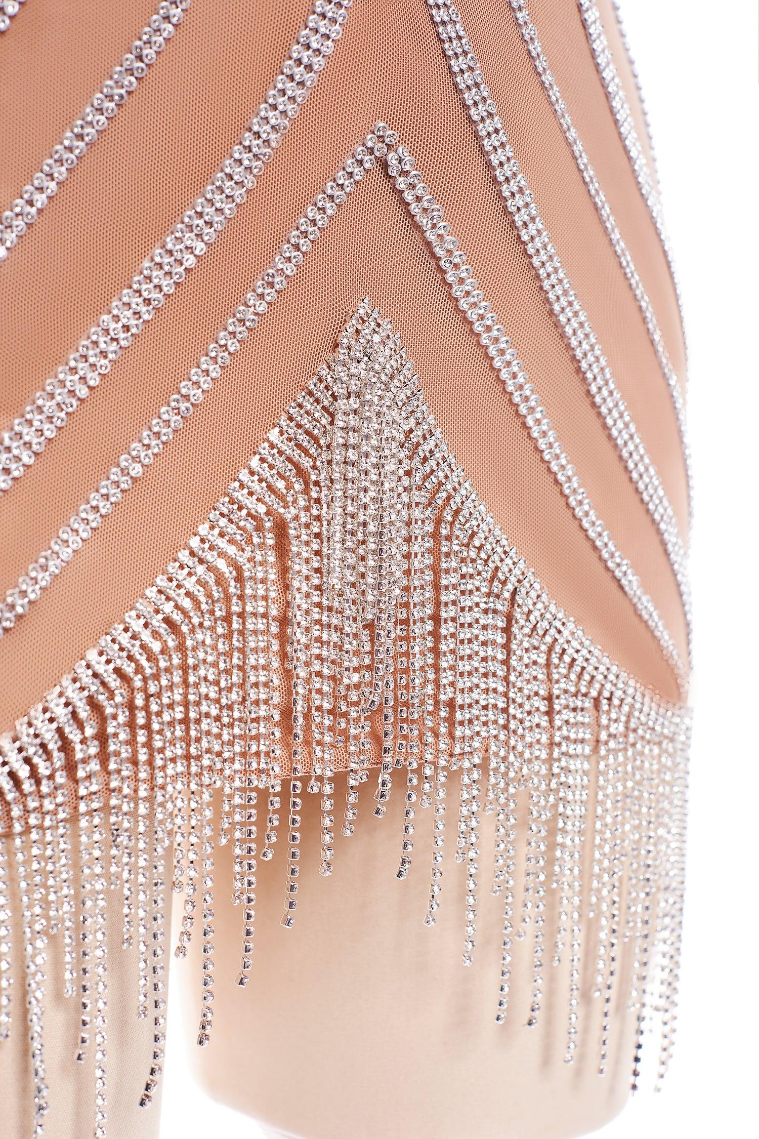 Rhinestone Fringe Mini Corset Dress – Bellabarnett