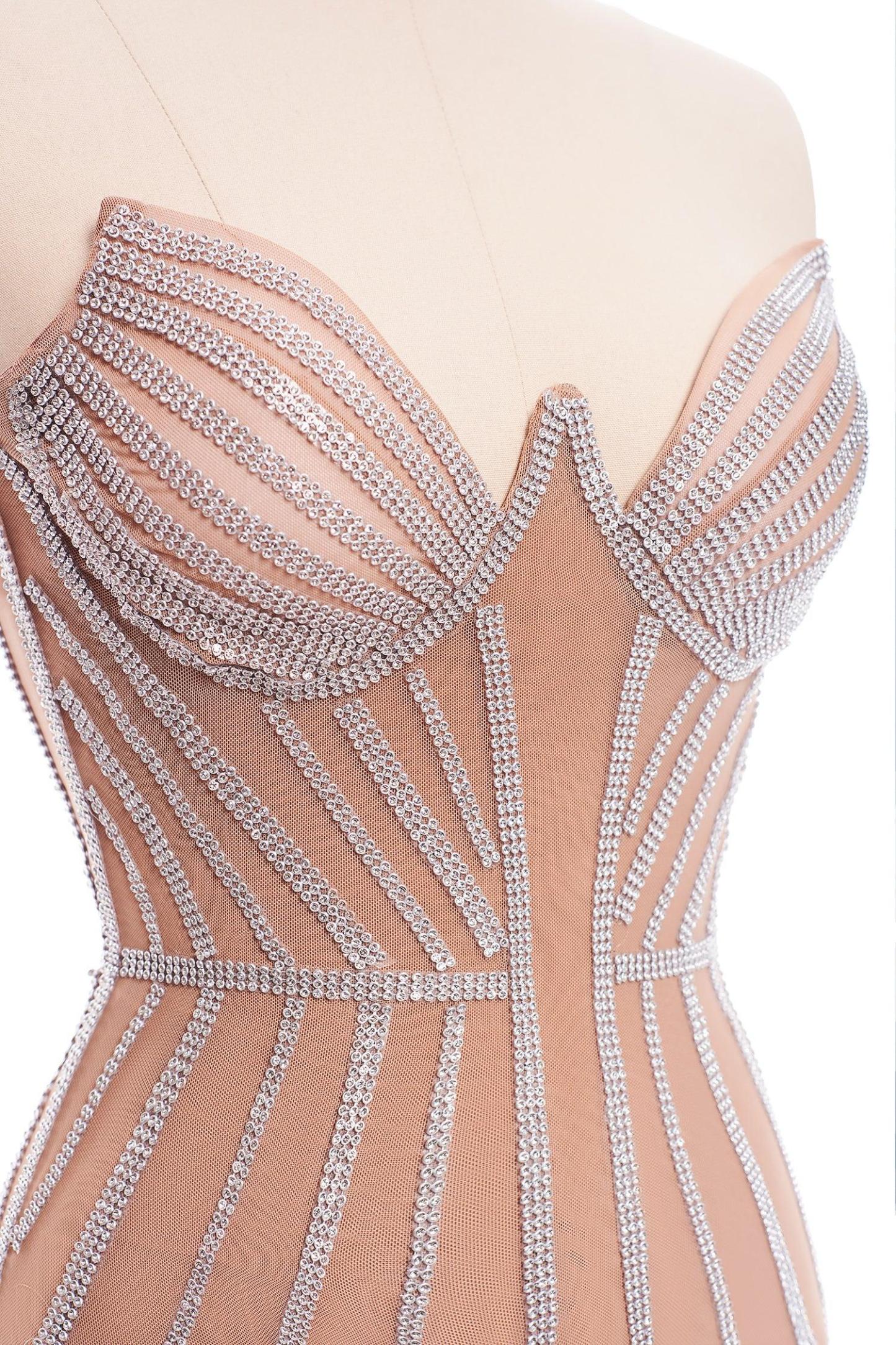 Rhinestone Fringe Mini Corset Dress - Bellabarnett