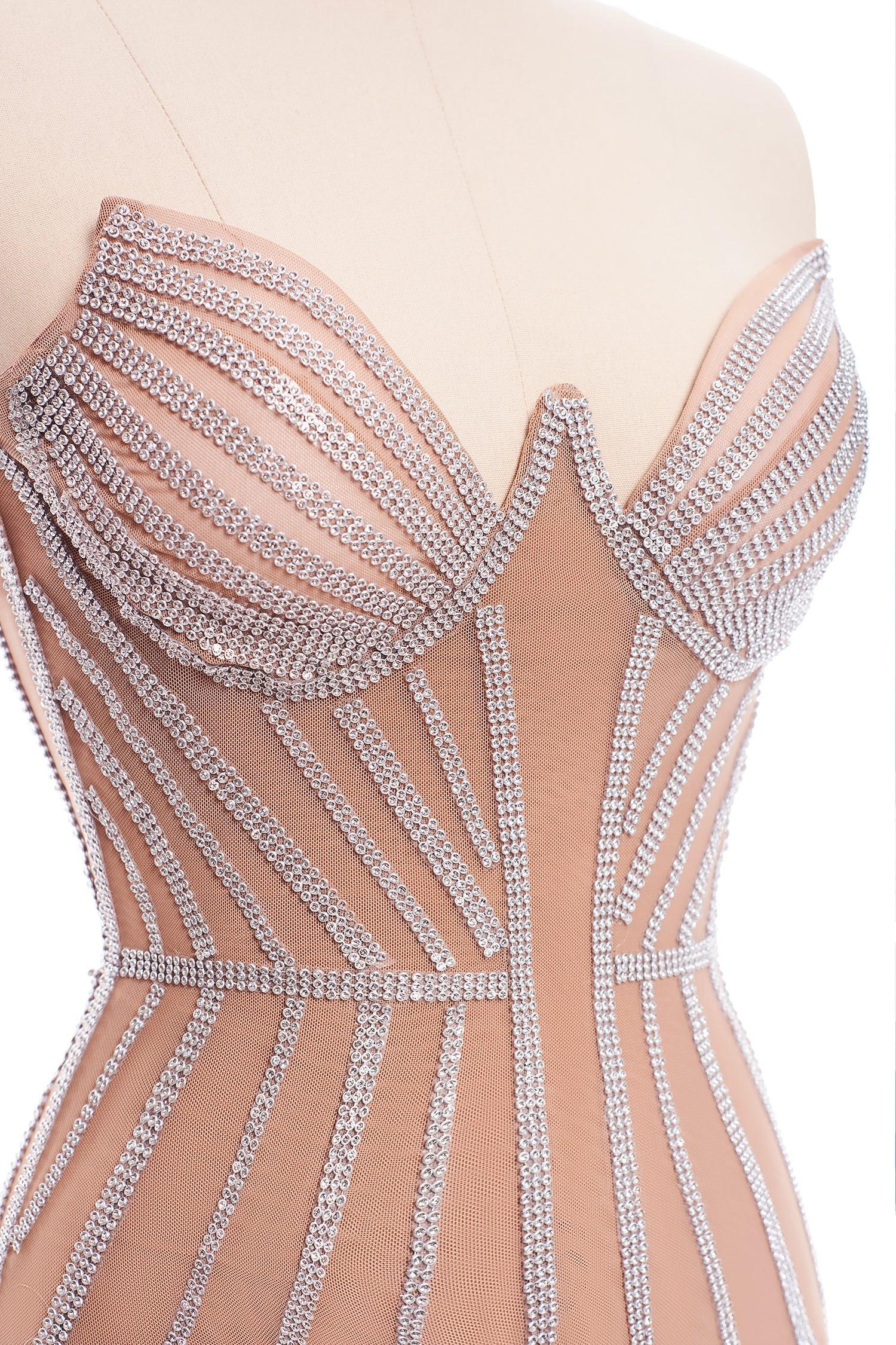 Rhinestone Fringe Mini Corset Dress - Bellabarnett