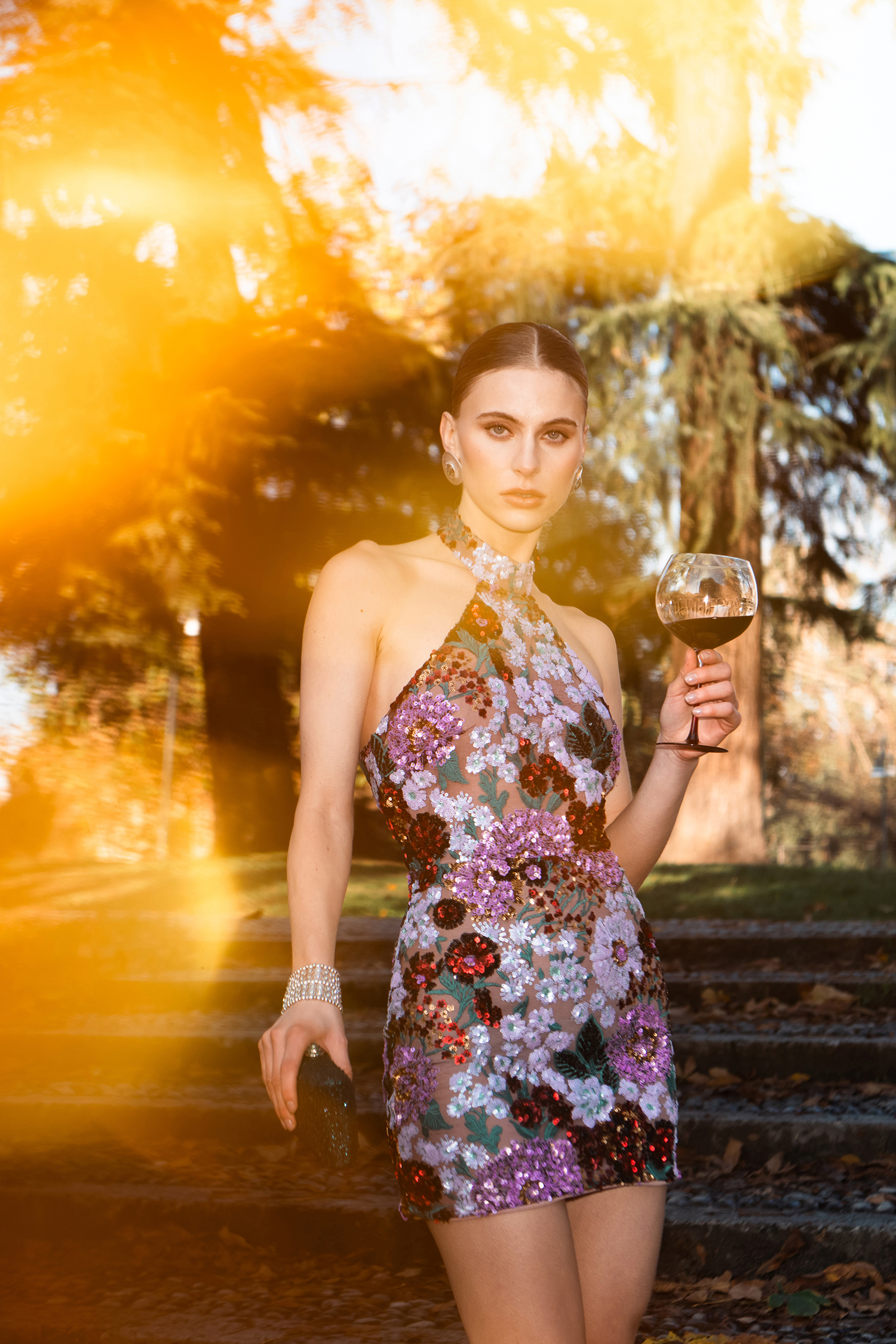 Polasa Halter Sleeveless Sequins Flower Mini Dress – Bellabarnett
