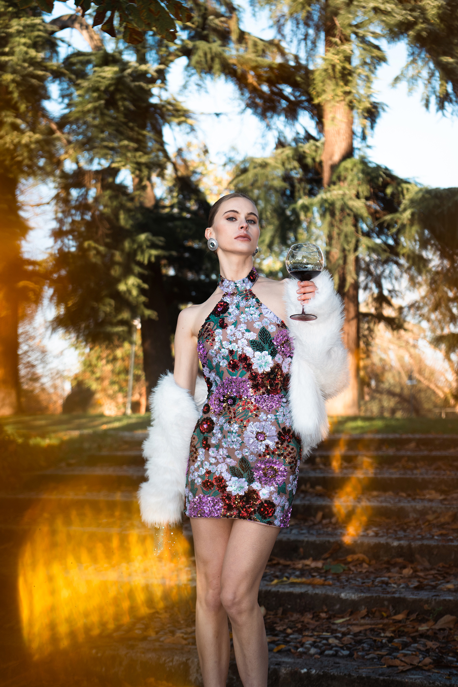 Polasa Halter Sleeveless Sequins Flower Mini Dress – Bellabarnett