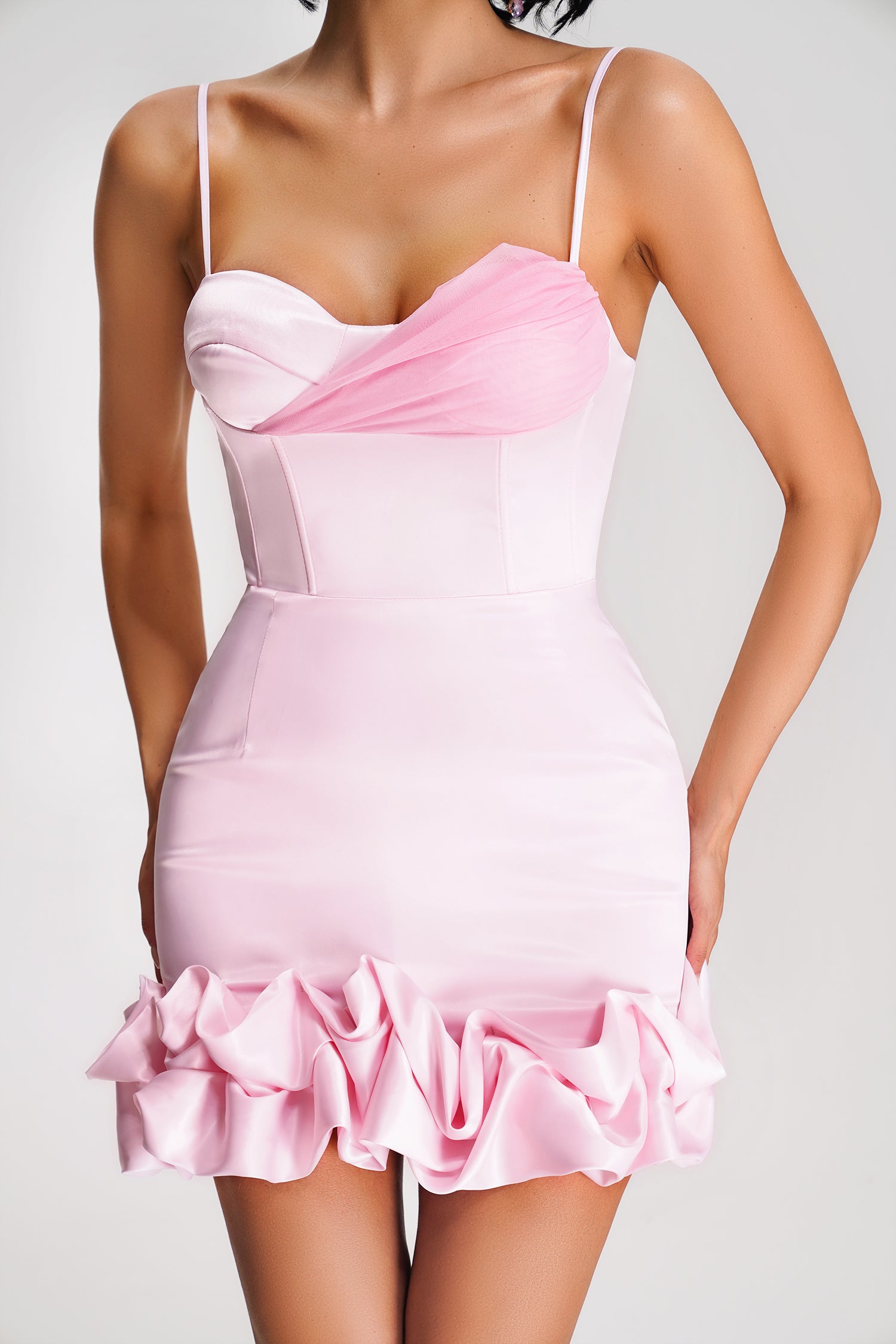 Fennel Satin Mini Dress - Pink