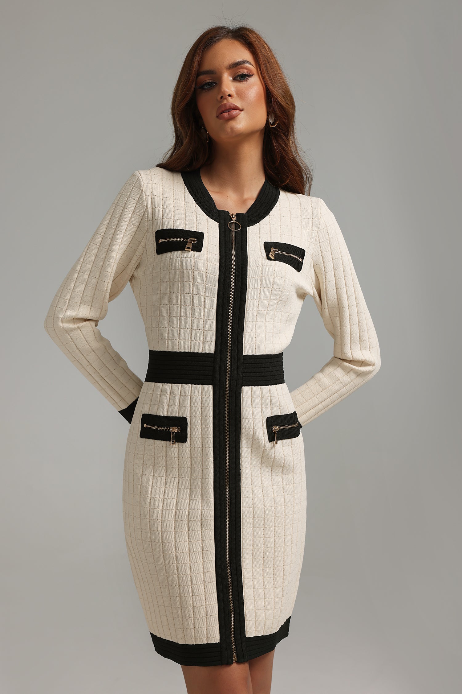 Diann Zipper Knitted Midi Dress