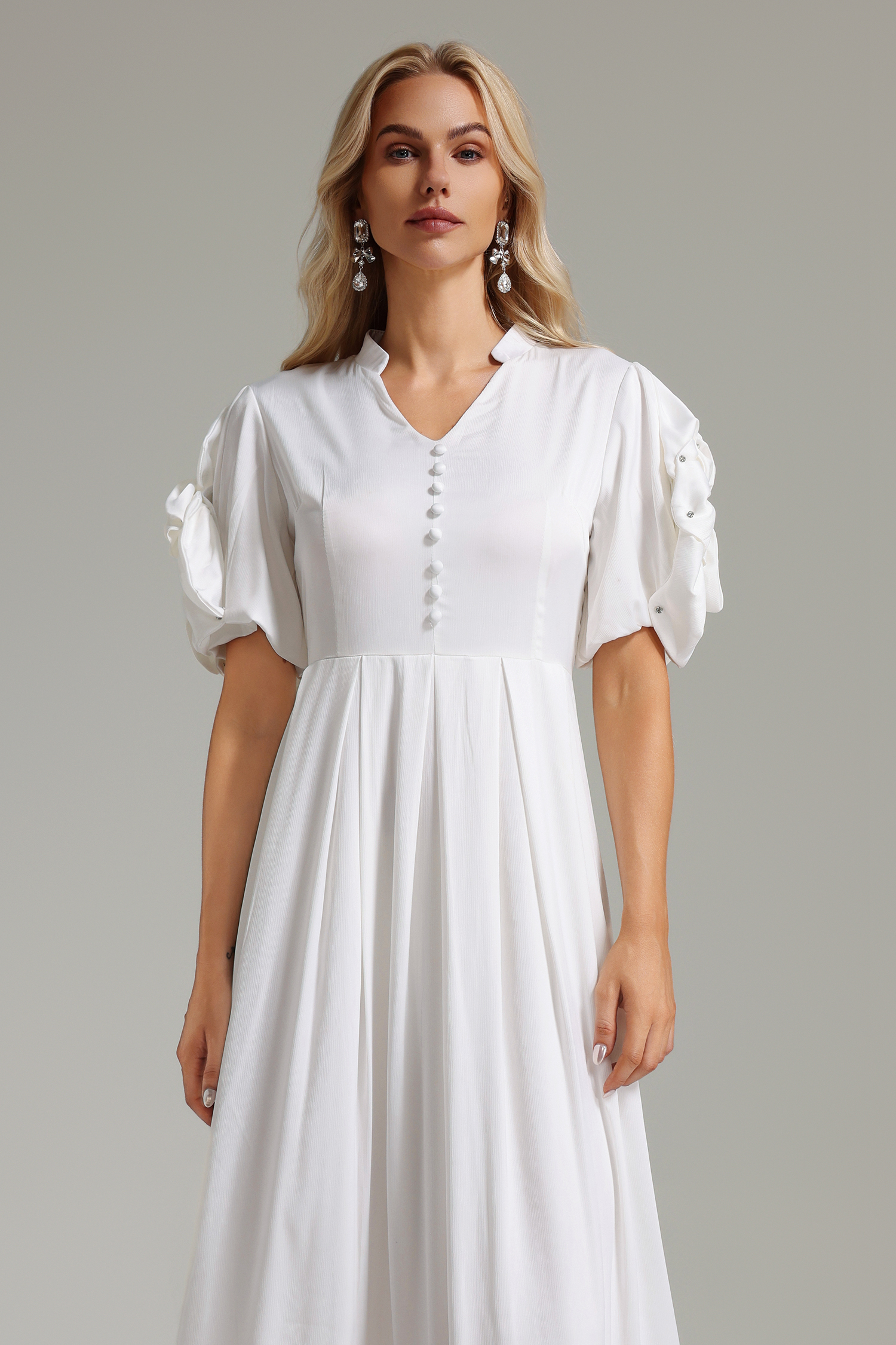 Dlasa Floral Embellished Sleeves Dress