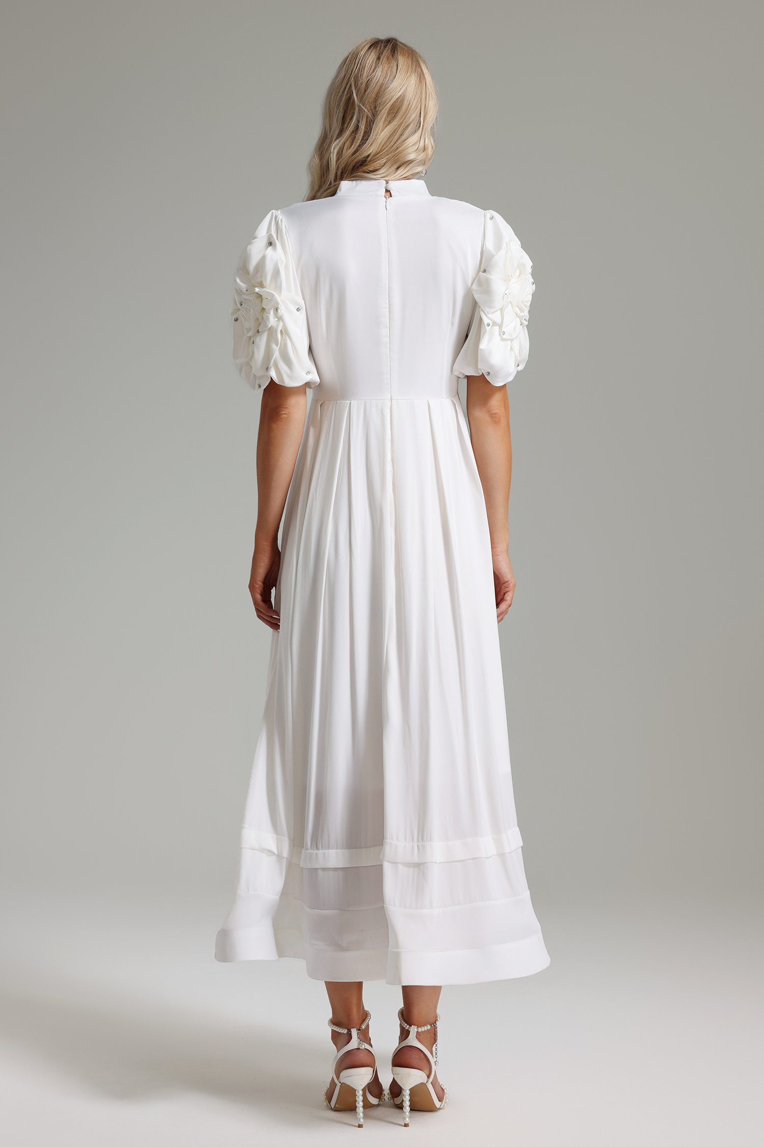Dlasa Floral Embellished Sleeves Dress