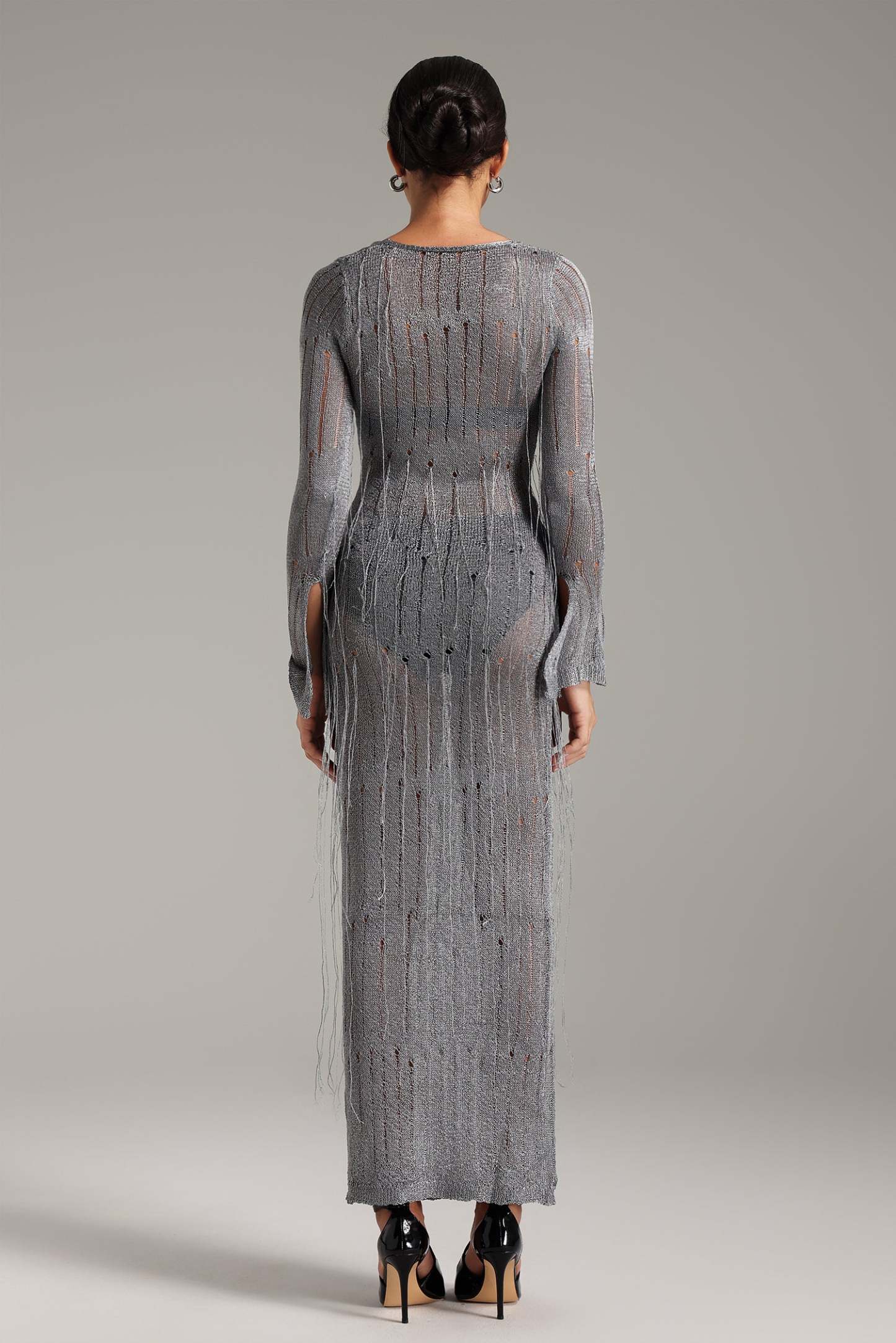 Donna Hollow Out Knitted Dress