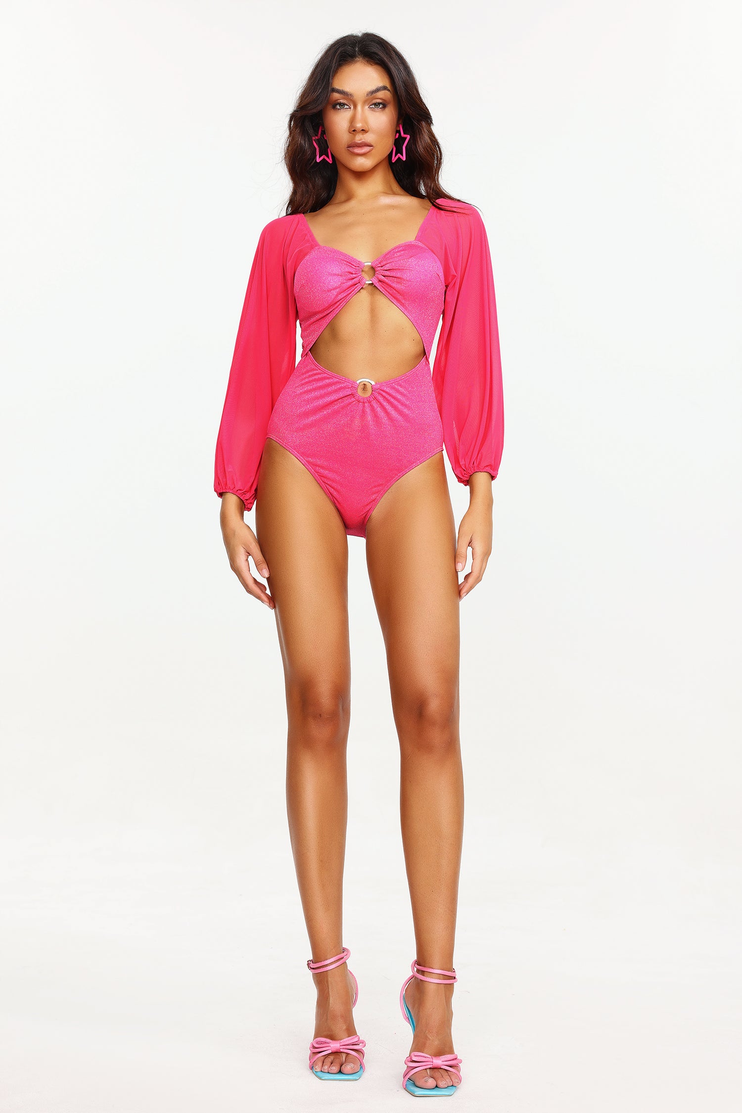 Edwia Cut Out Puff Sleeve Swimsuit