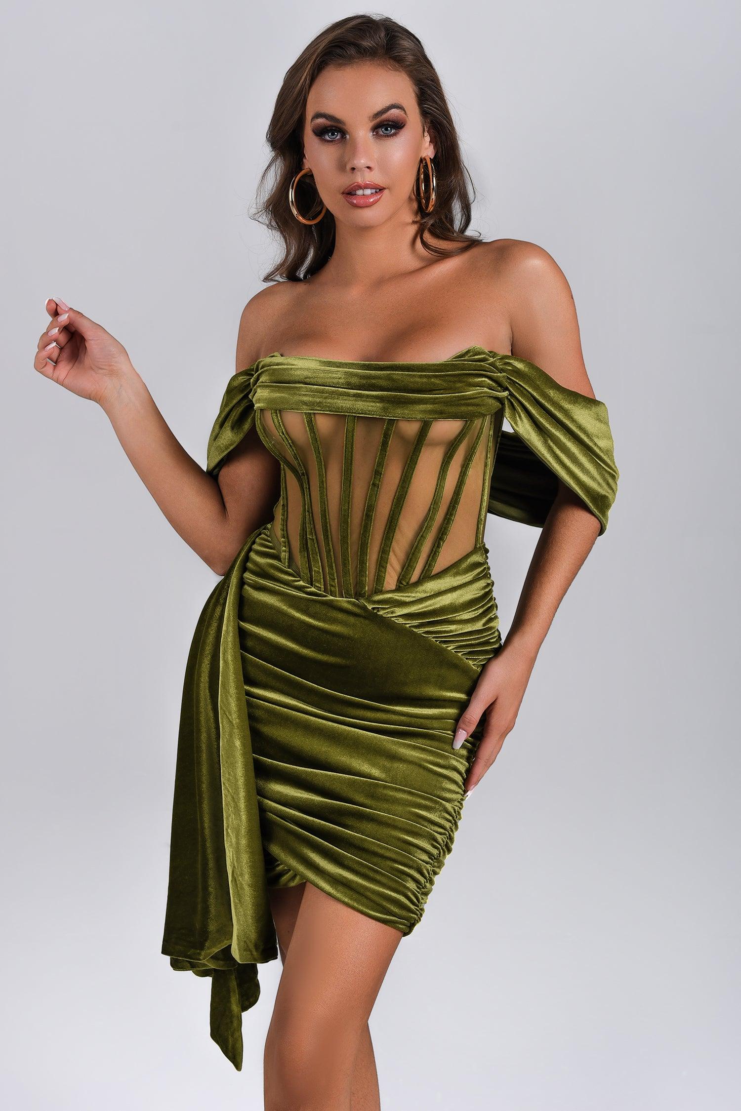 Emerald Green Bustier Mini Dress