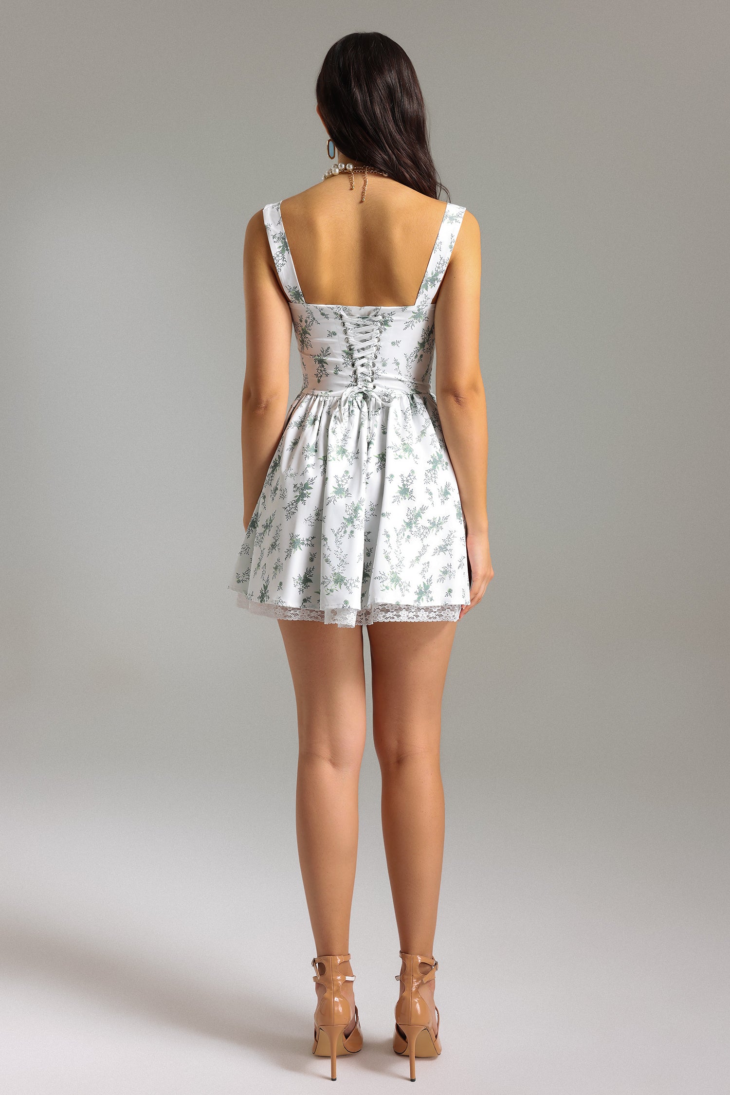Elena Lace Printed Mini Dress