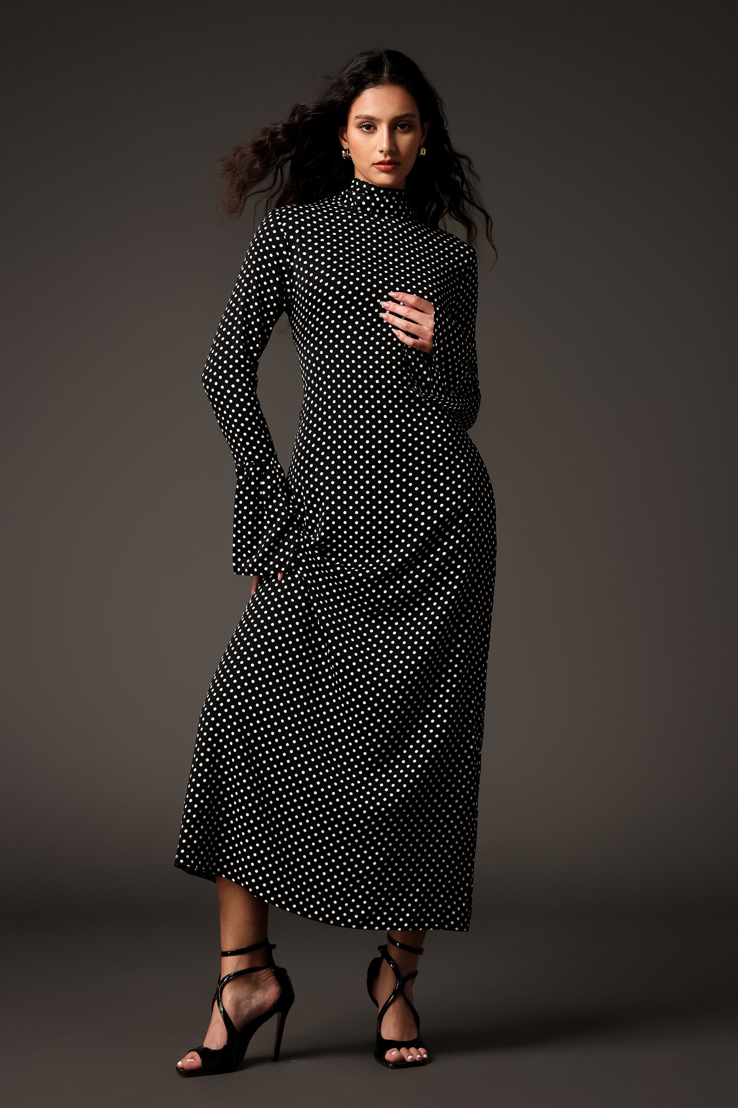 Elleri High Neck Long Sleeves Maxi Dress