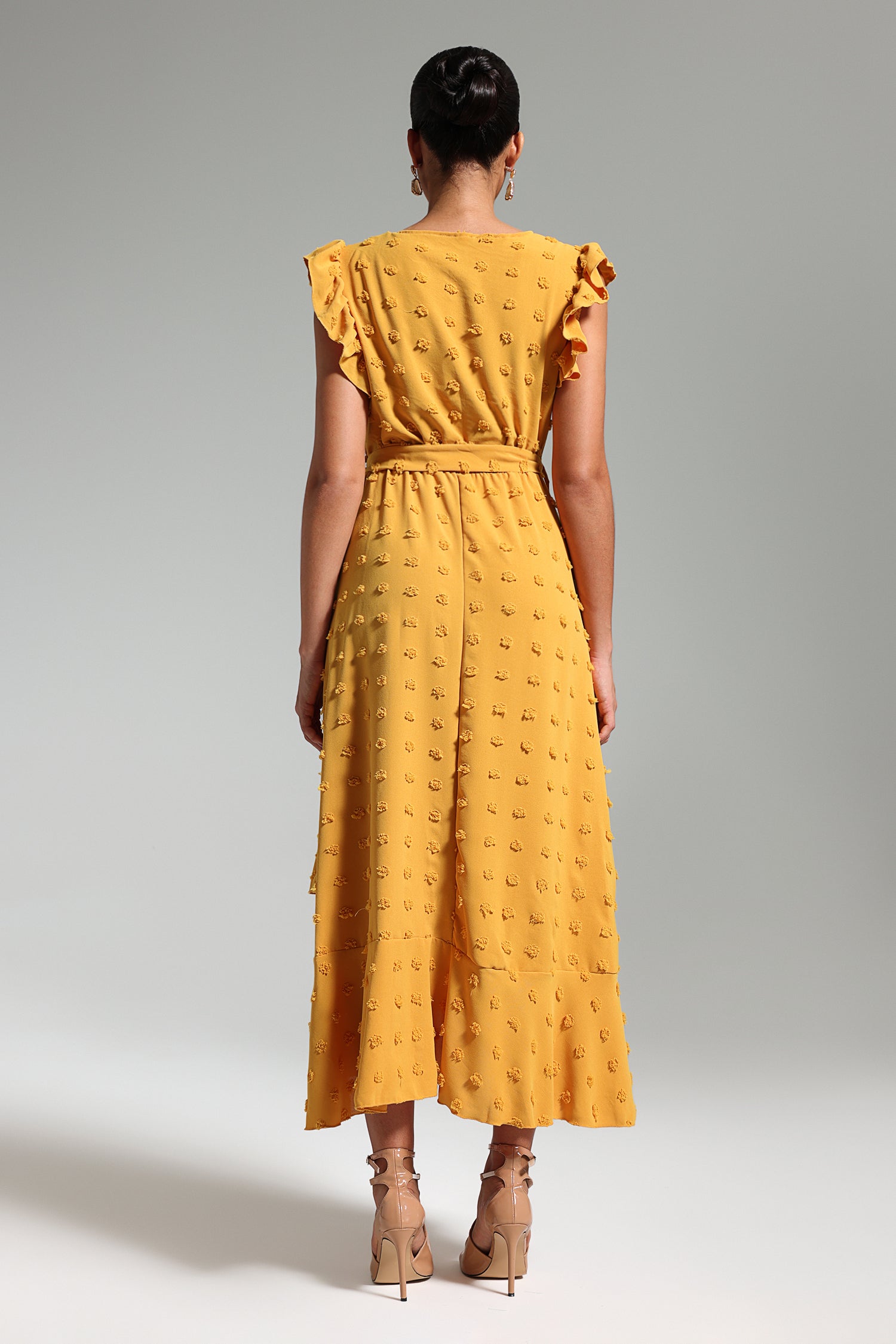 Elsie V Neck Flounced Maxi Dress