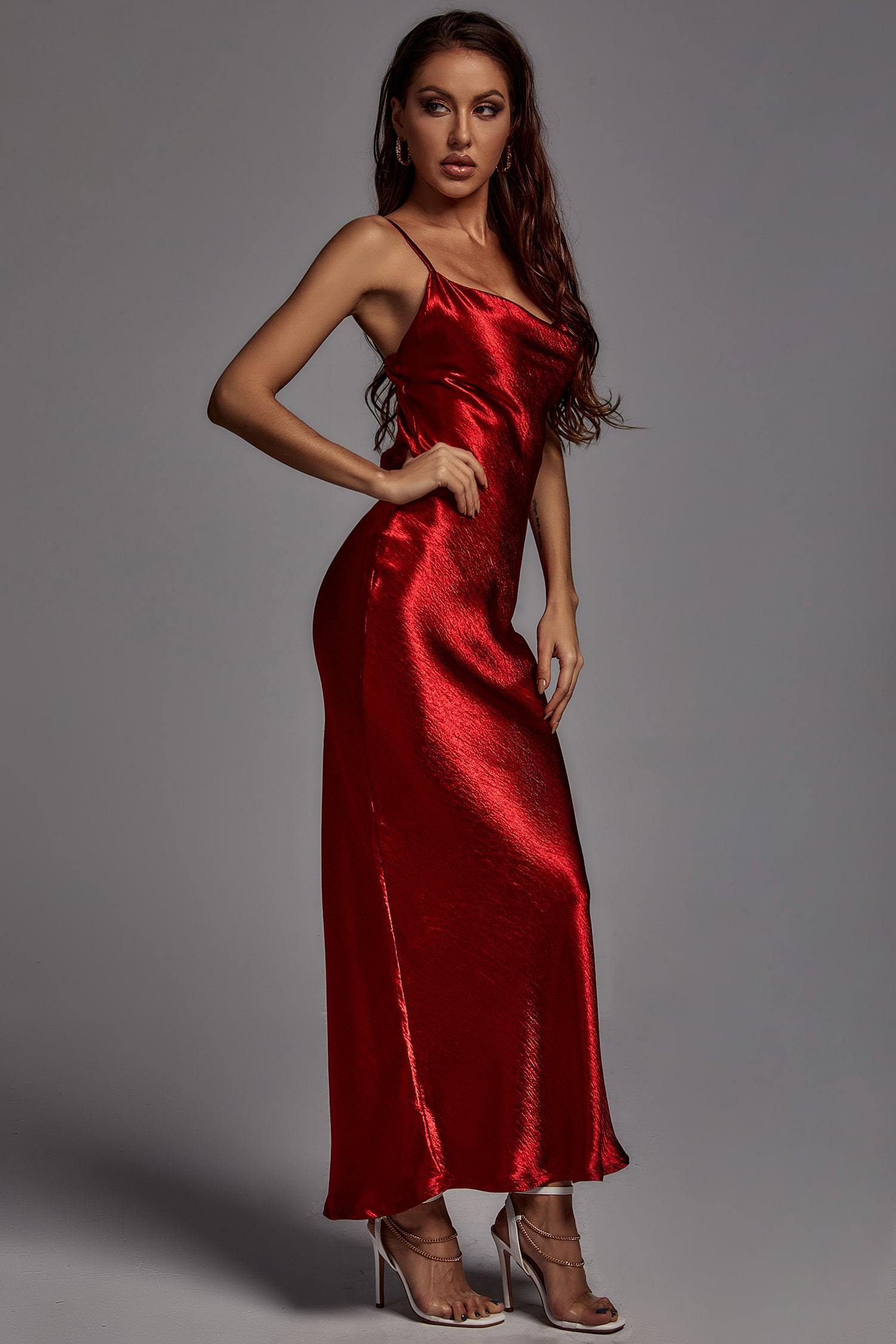 Belle Red Corset Dress Satin Dress Mini Dress for Red Carpet