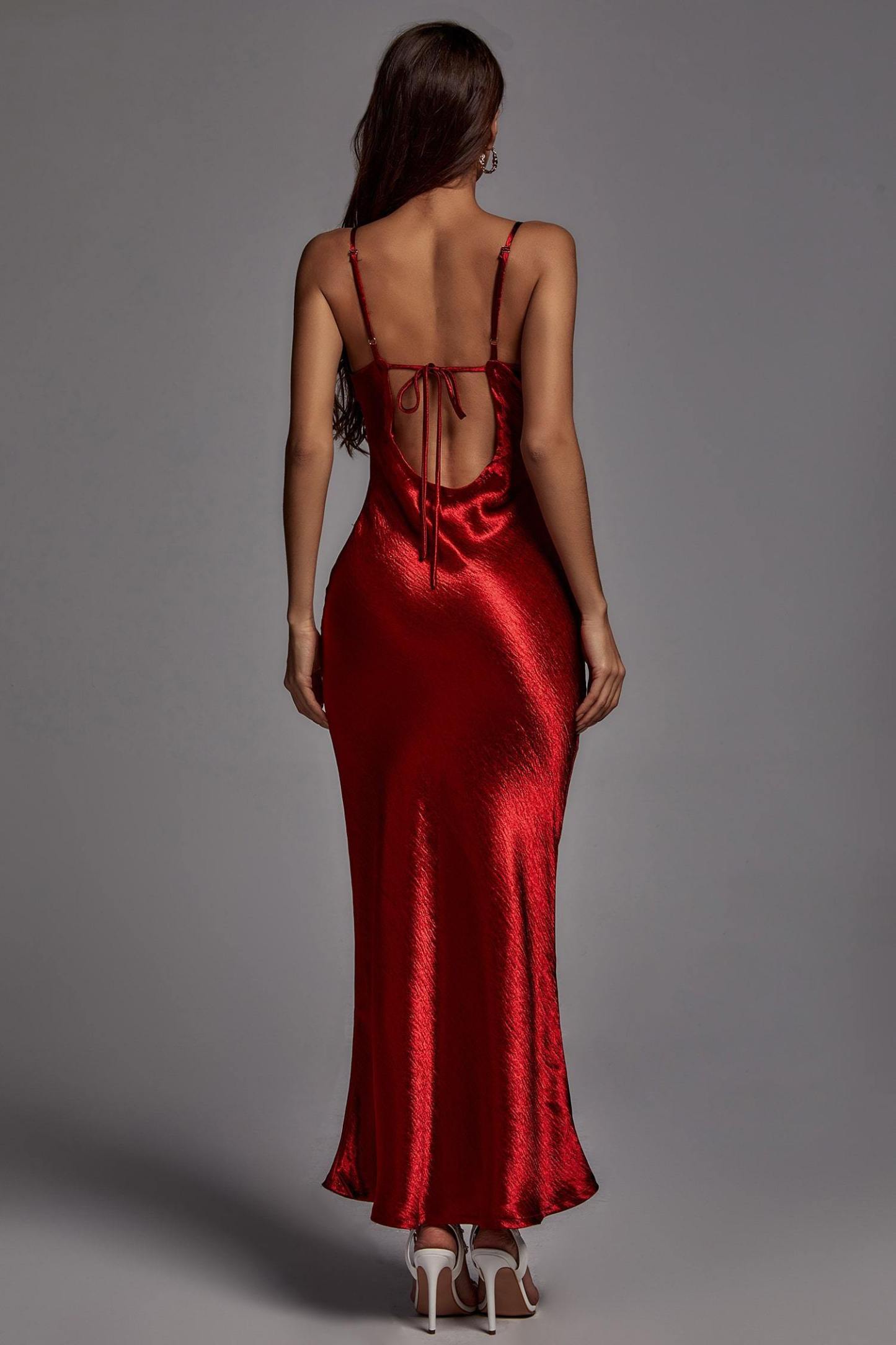 Emily Metallic Wine Maxi Dress - Bellabarnett