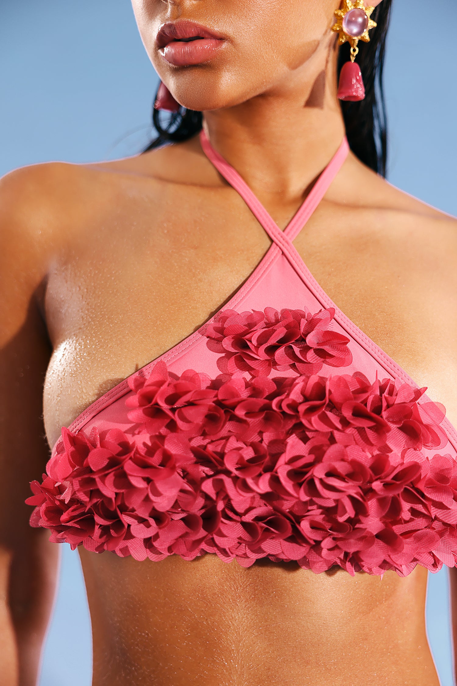 Euran Flower Halter Bikini Set