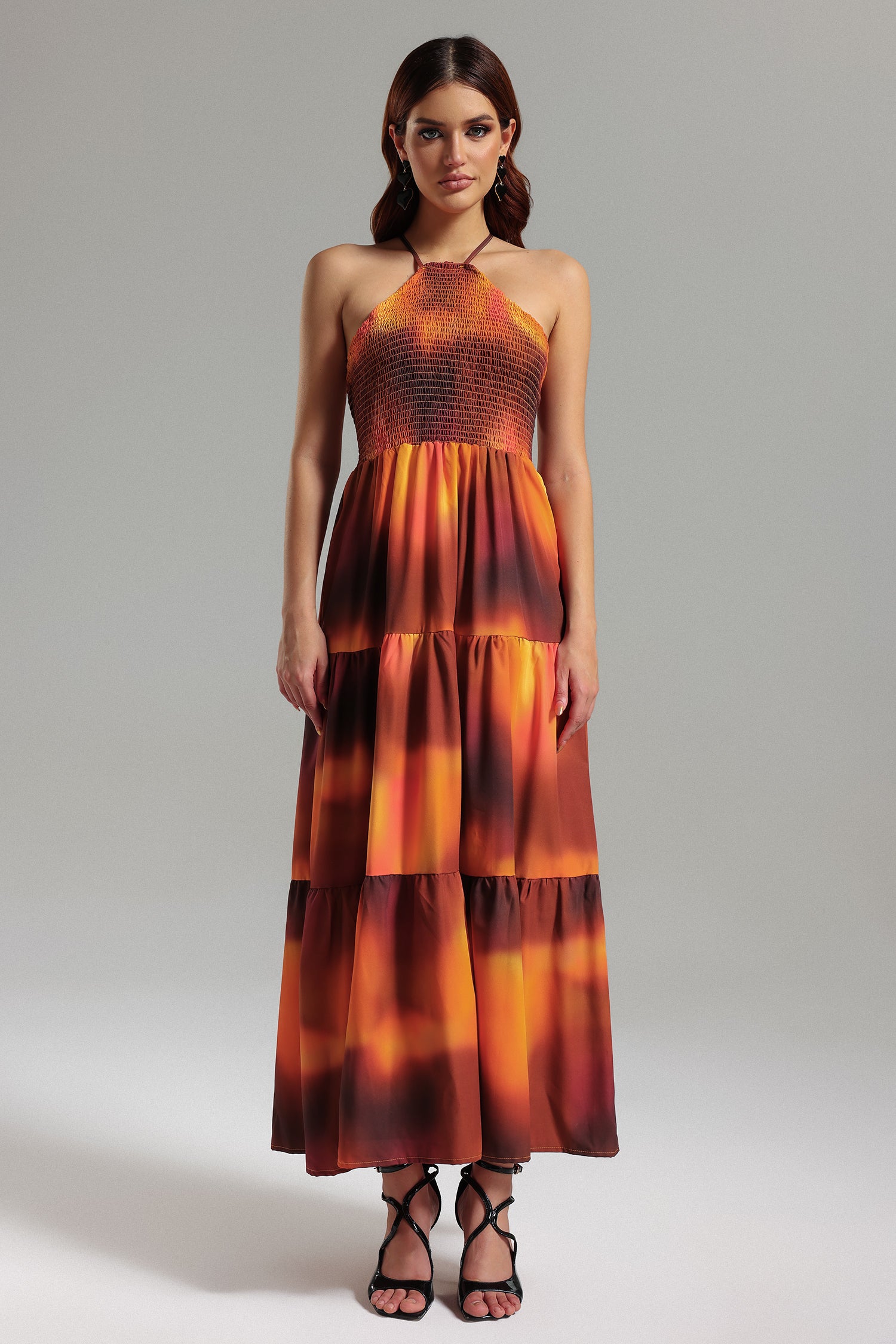 Eweny Halterneck Printed Maxi Dress