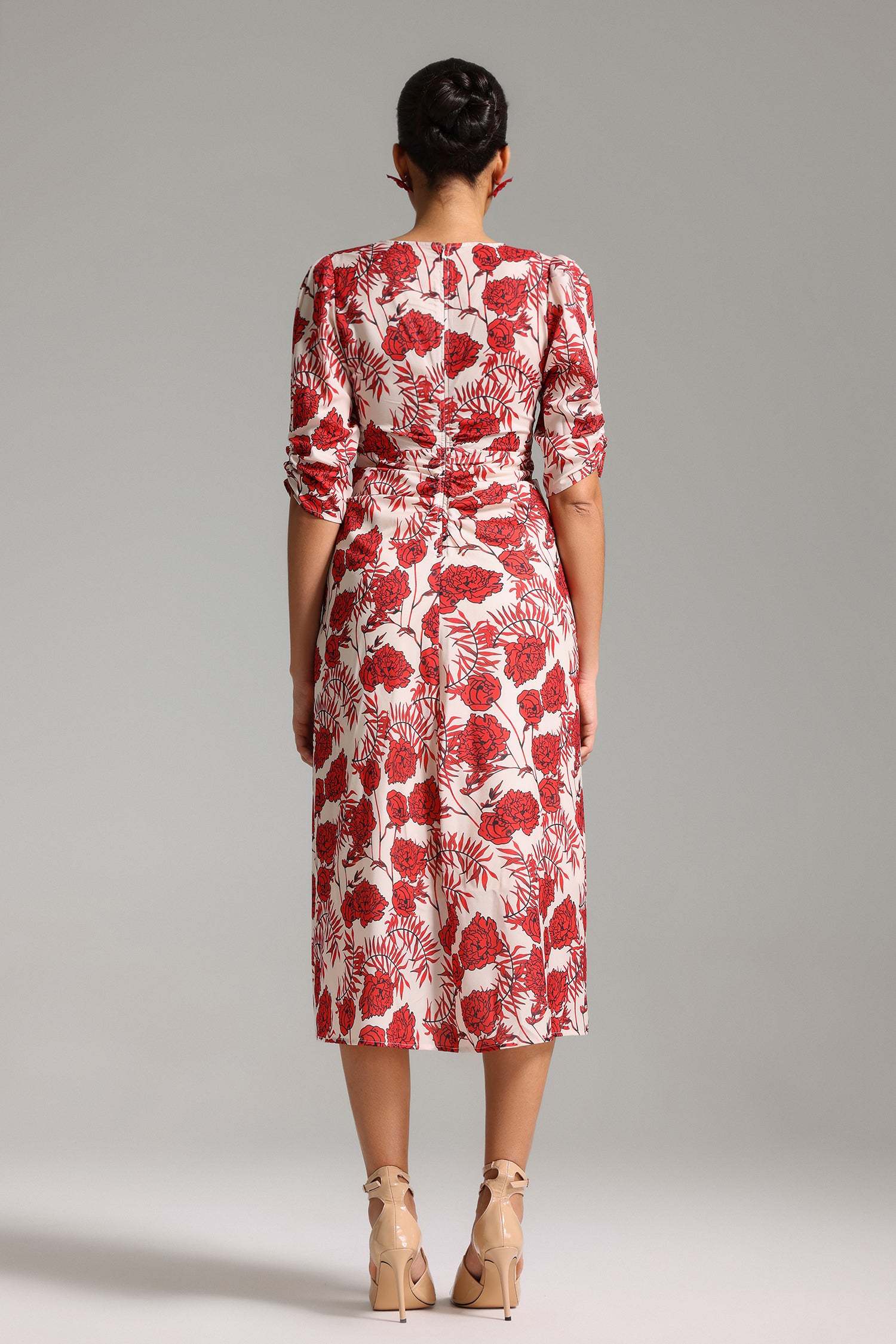 Fagro V Neck Printed Midi Dress