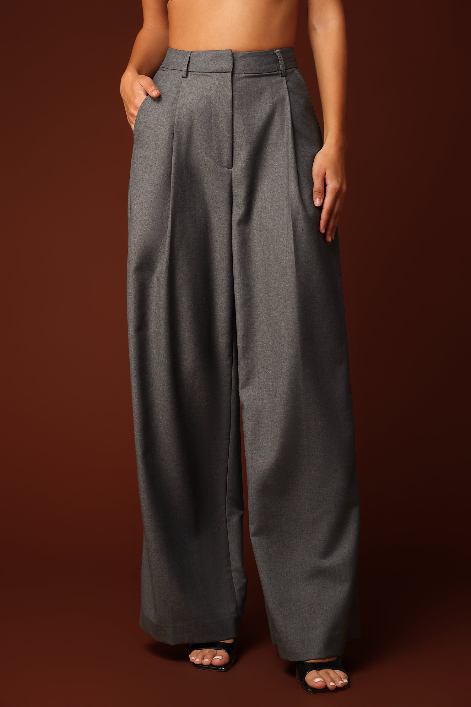 Fierce Wide-Leg Suit Pants - Gery