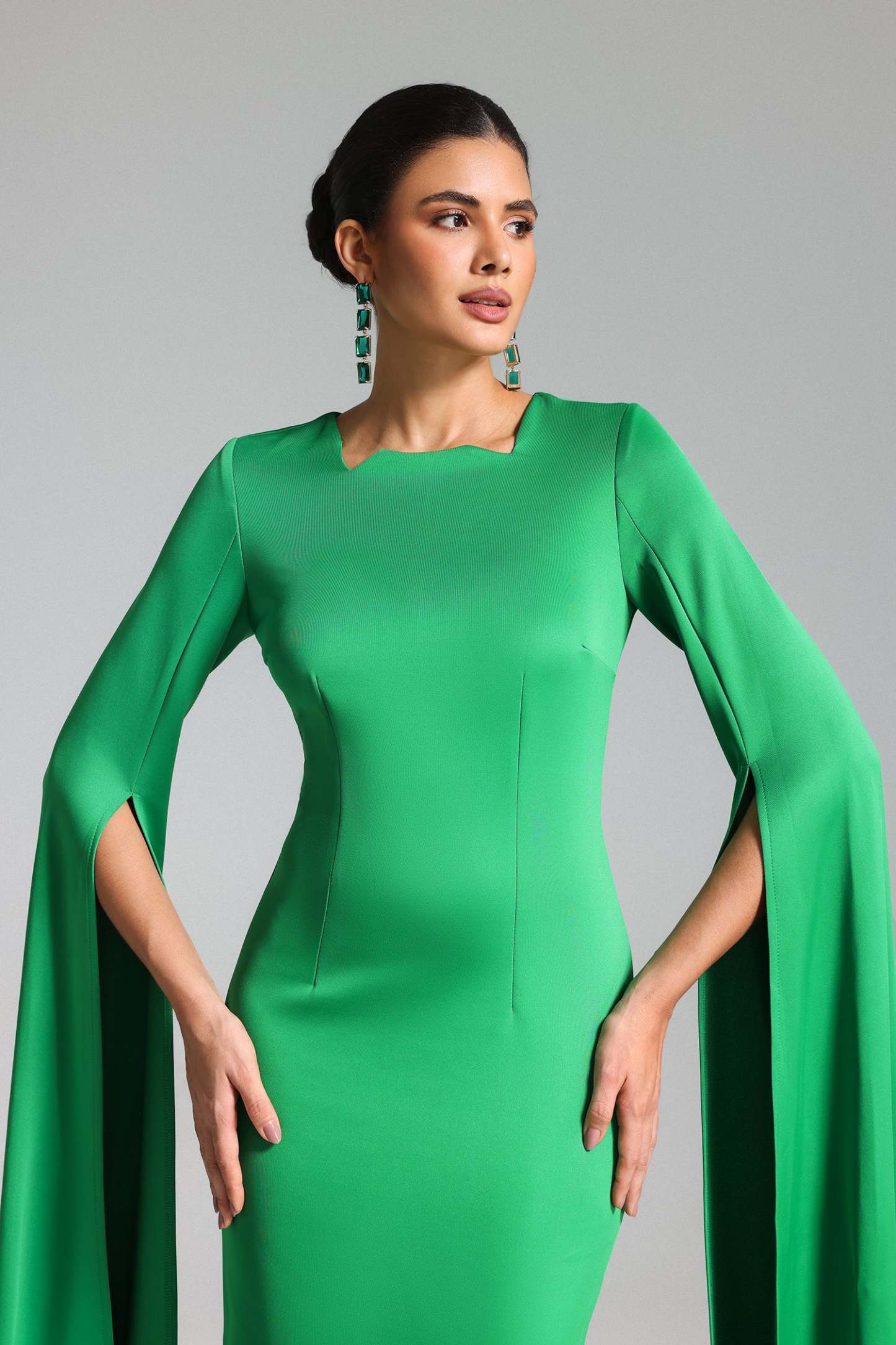 Flavia Slit Flared Sleeves Maxi Dress