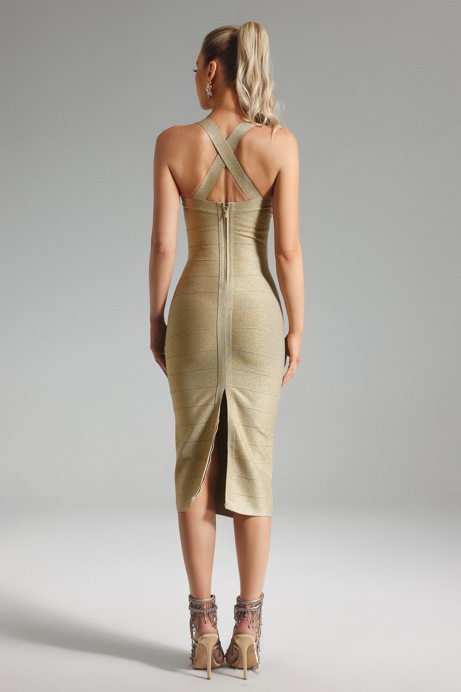 Genevieve Halter-Neck Midi Bandage Dress