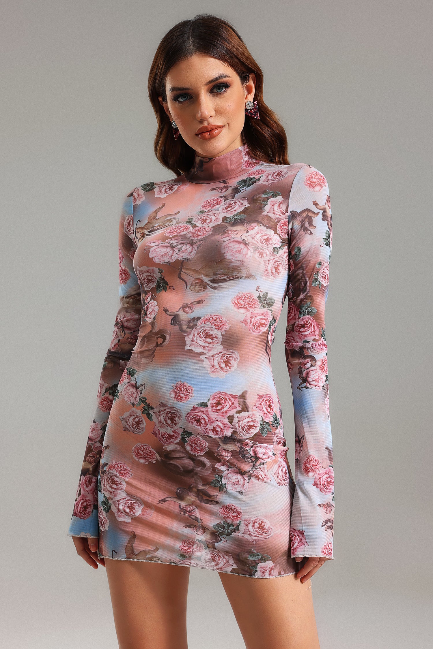 Genevieve Printed Mesh Mini Dress