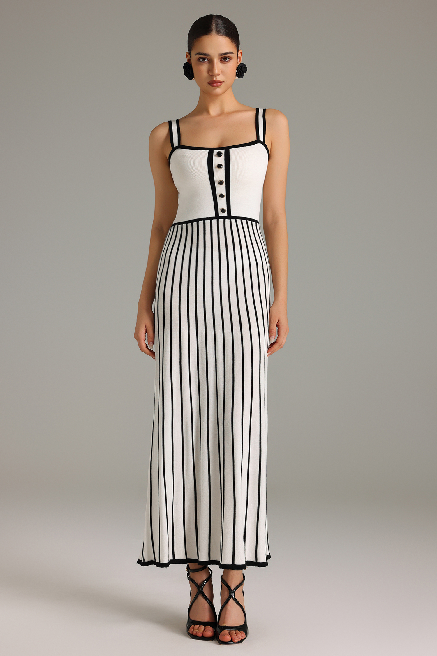 Gertie Halter Stripes Knitted Maxi Dress